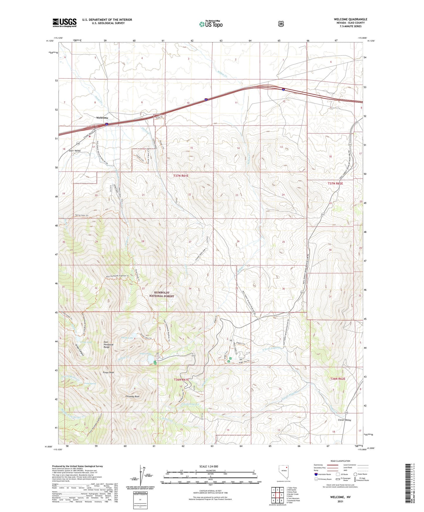 Welcome Nevada US Topo Map Image