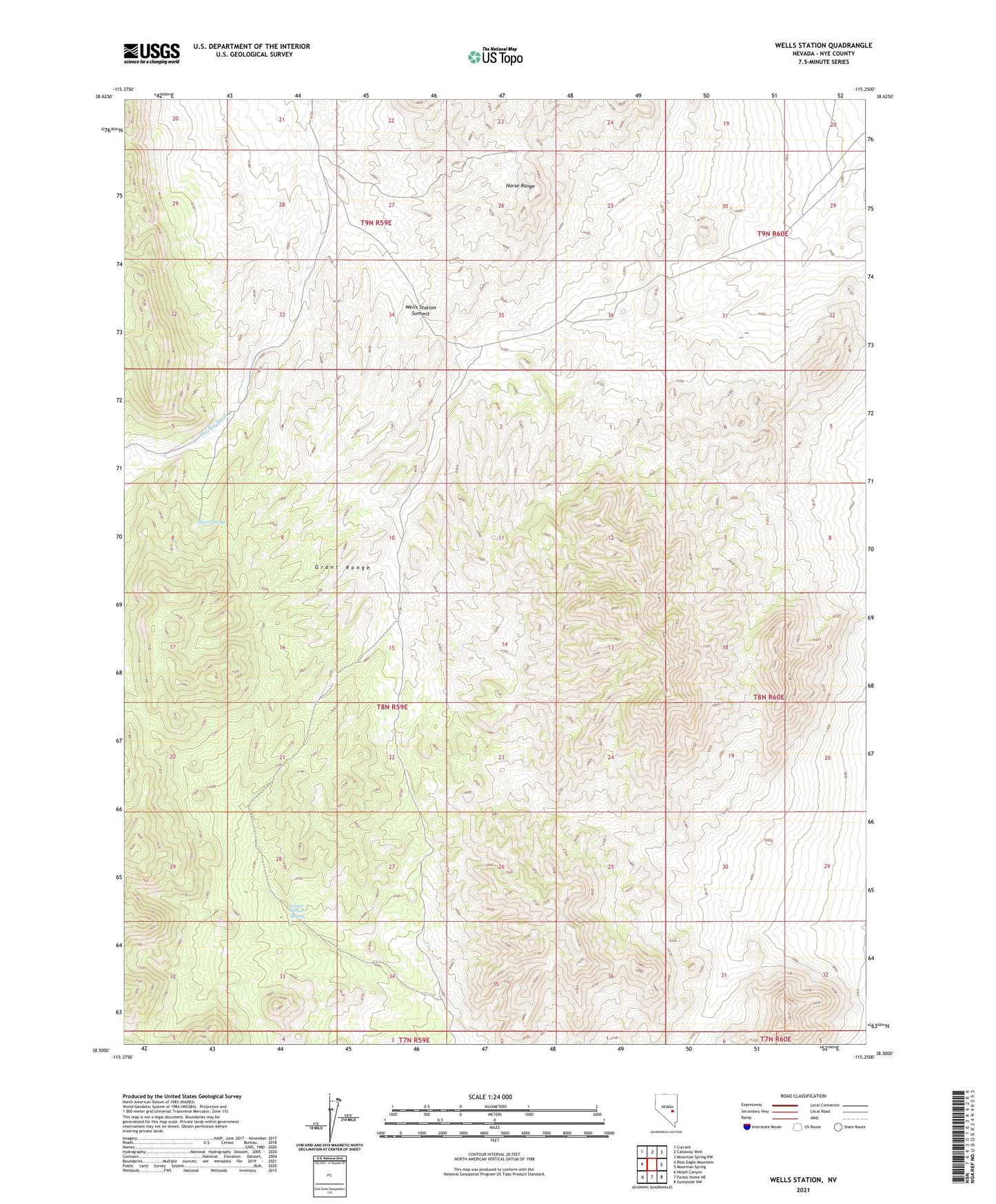 Wells Station Nevada US Topo Map Image