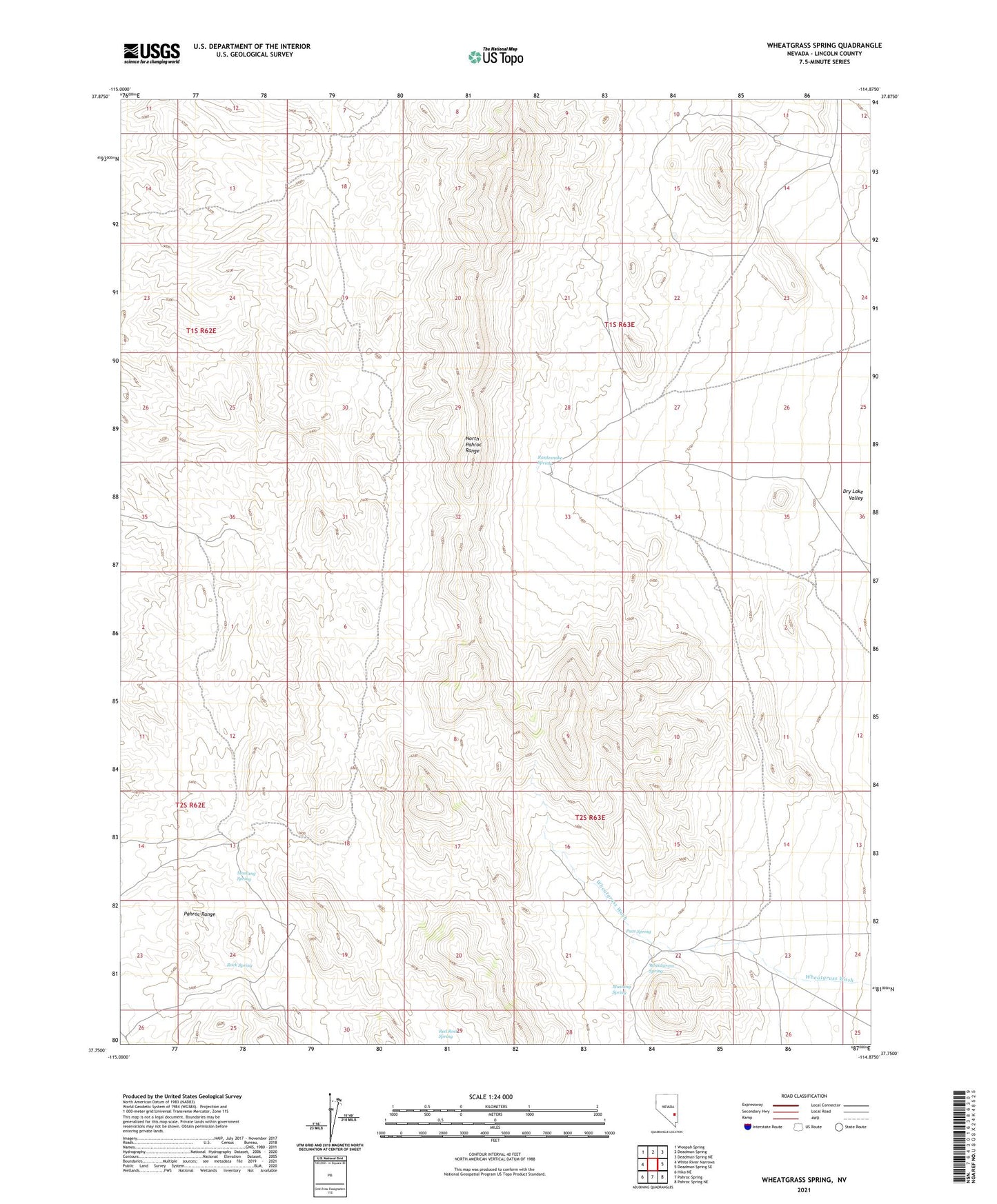 Wheatgrass Spring Nevada US Topo Map Image