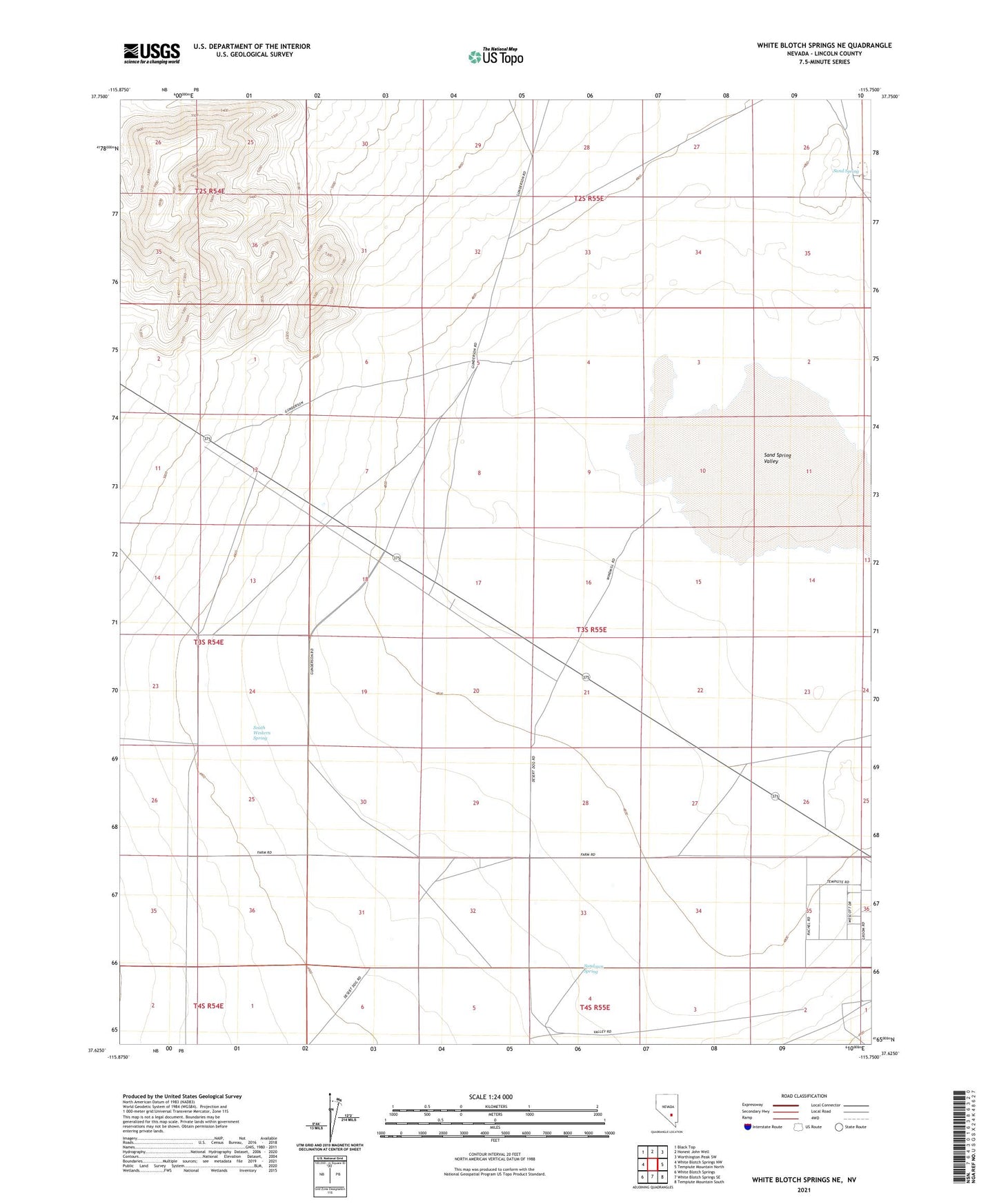 White Blotch Springs NE Nevada US Topo Map Image