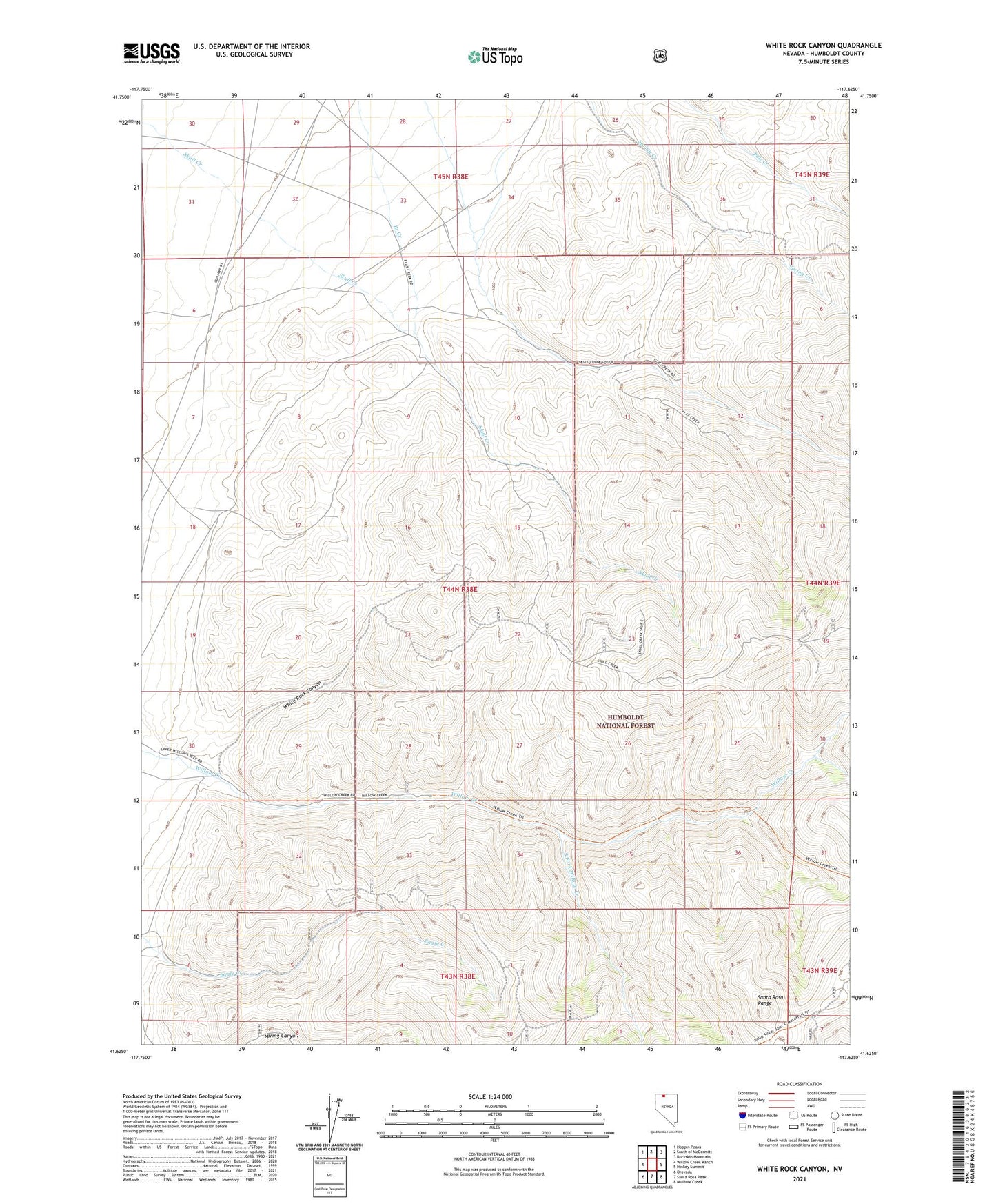 White Rock Canyon Nevada US Topo Map Image