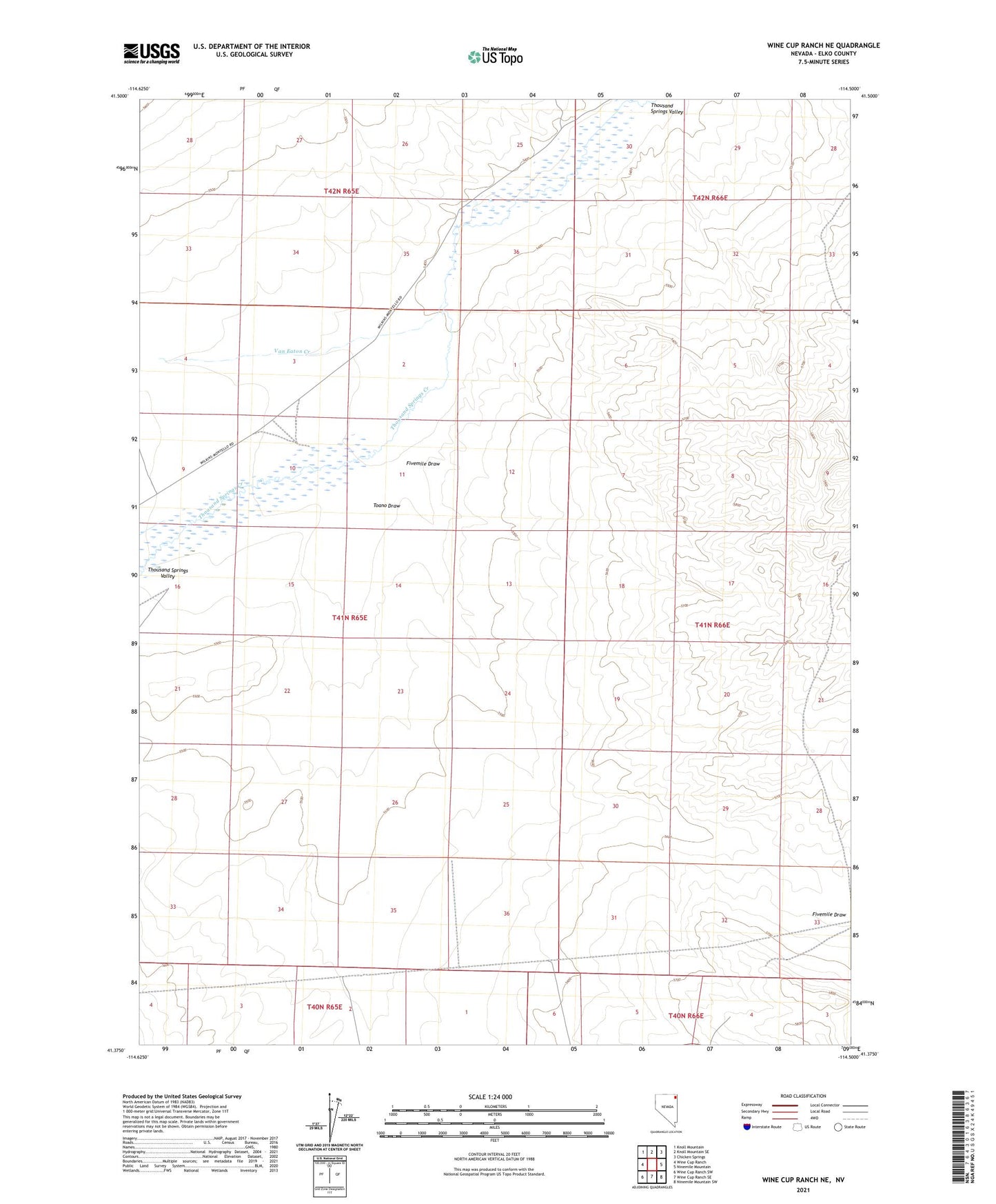 Wine Cup Ranch NE Nevada US Topo Map Image