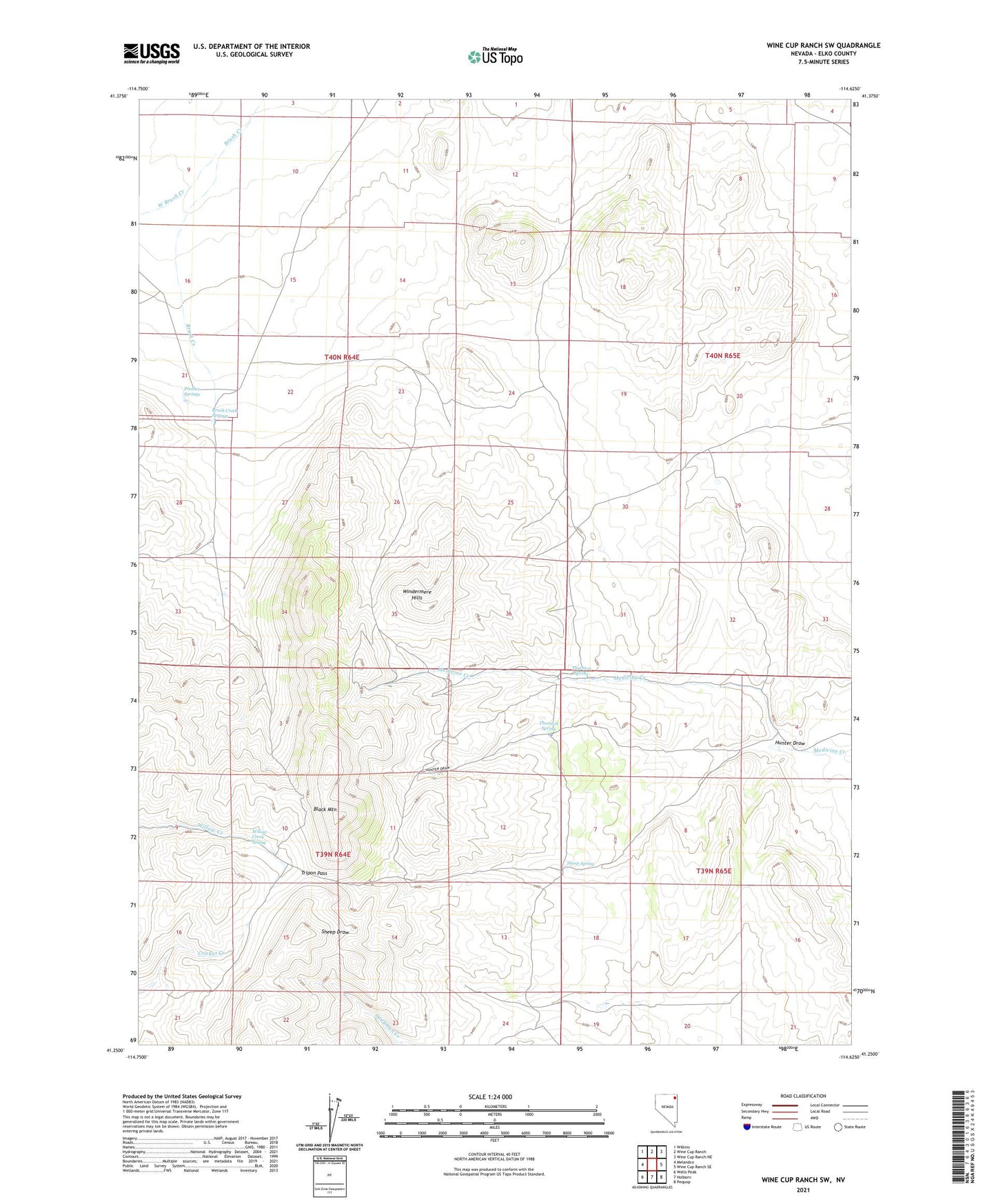 Wine Cup Ranch SW Nevada US Topo Map Image