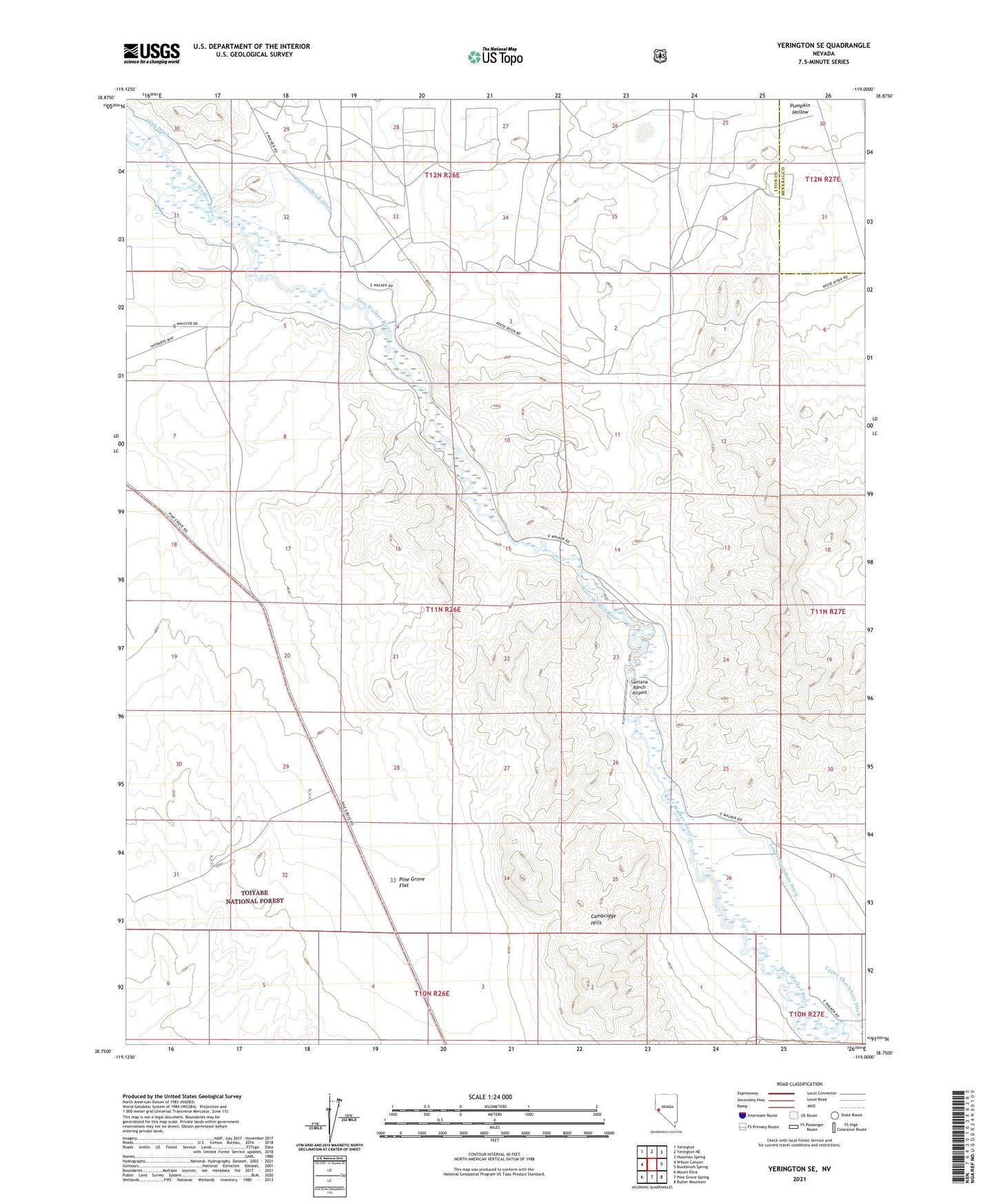 Yerington SE Nevada US Topo Map Image