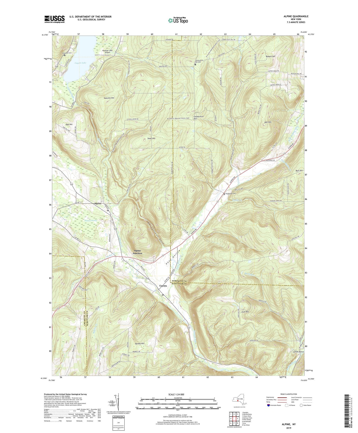 Alpine New York US Topo Map Image