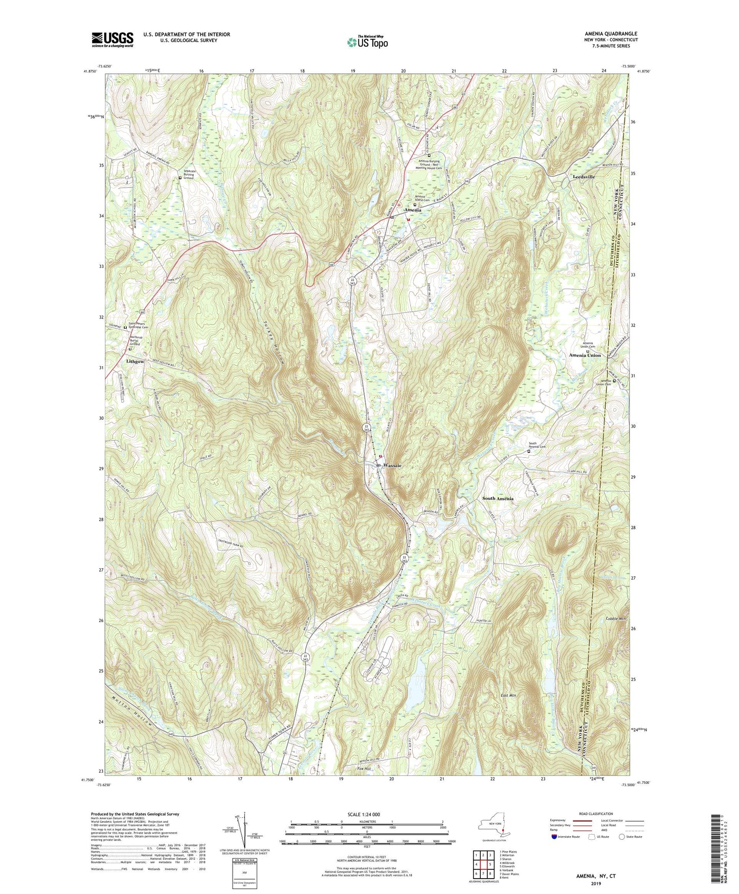 Amenia New York US Topo Map Image