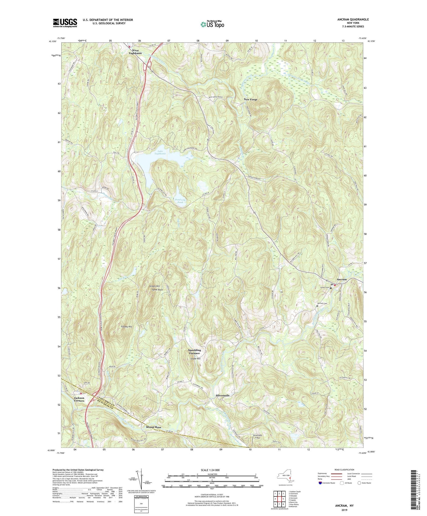 Ancram New York US Topo Map Image