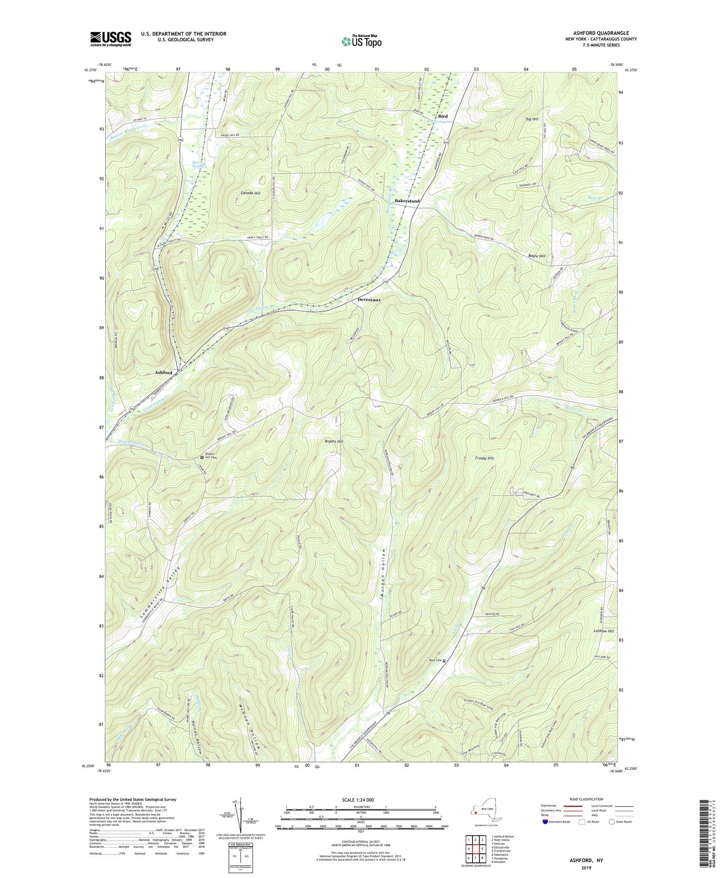 Ashford New York US Topo Map Image
