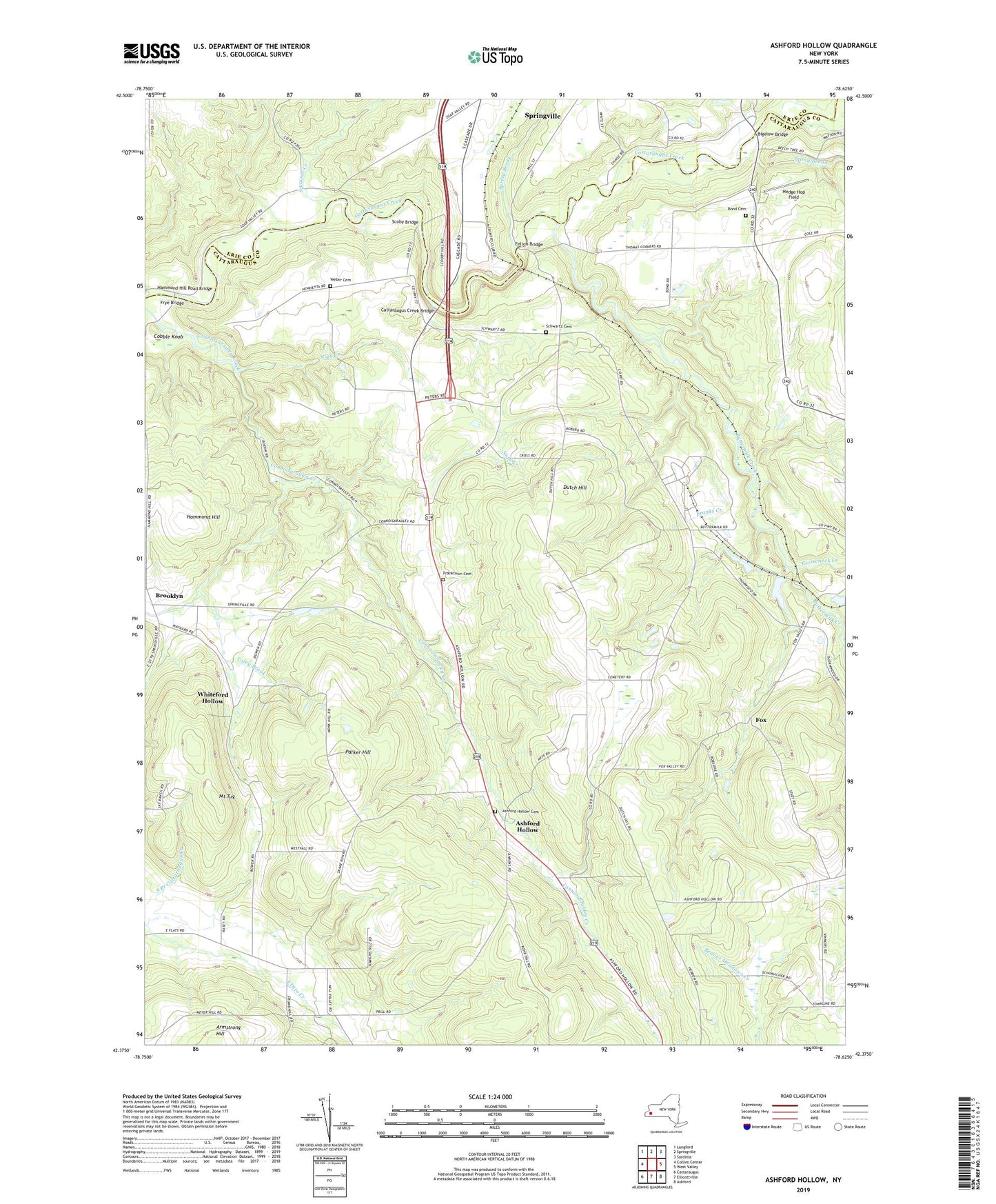 Ashford Hollow New York US Topo Map Image