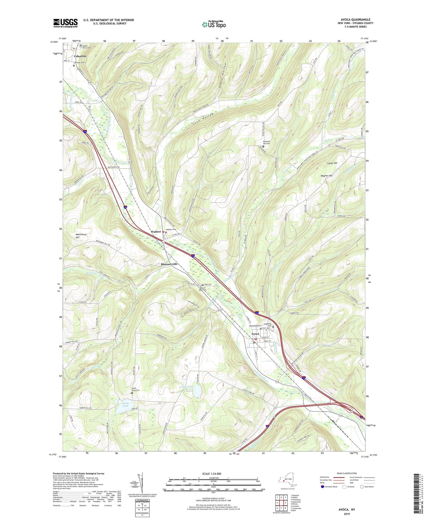 Avoca New York US Topo Map Image