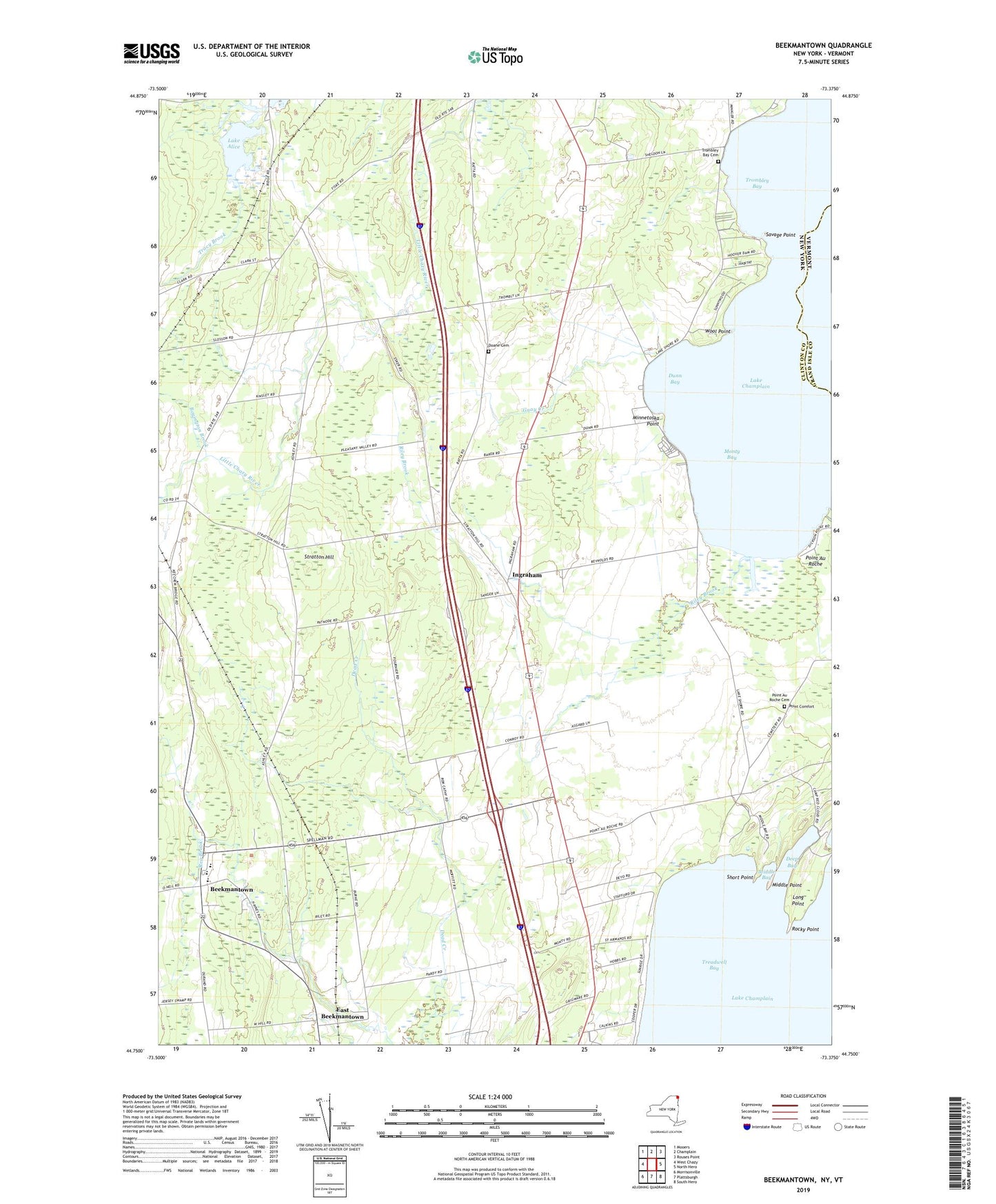 Beekmantown New York US Topo Map Image