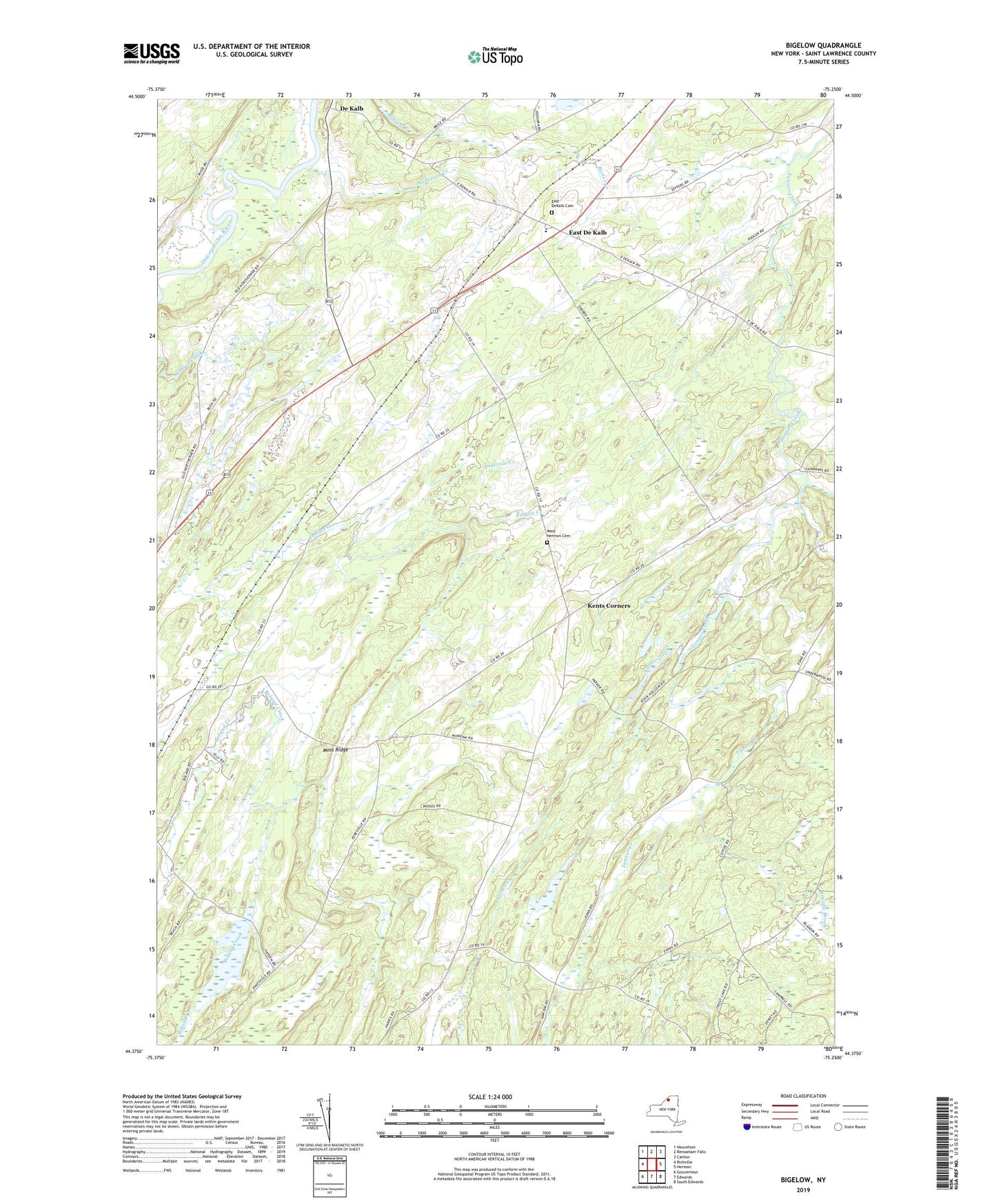 Bigelow New York US Topo Map Image