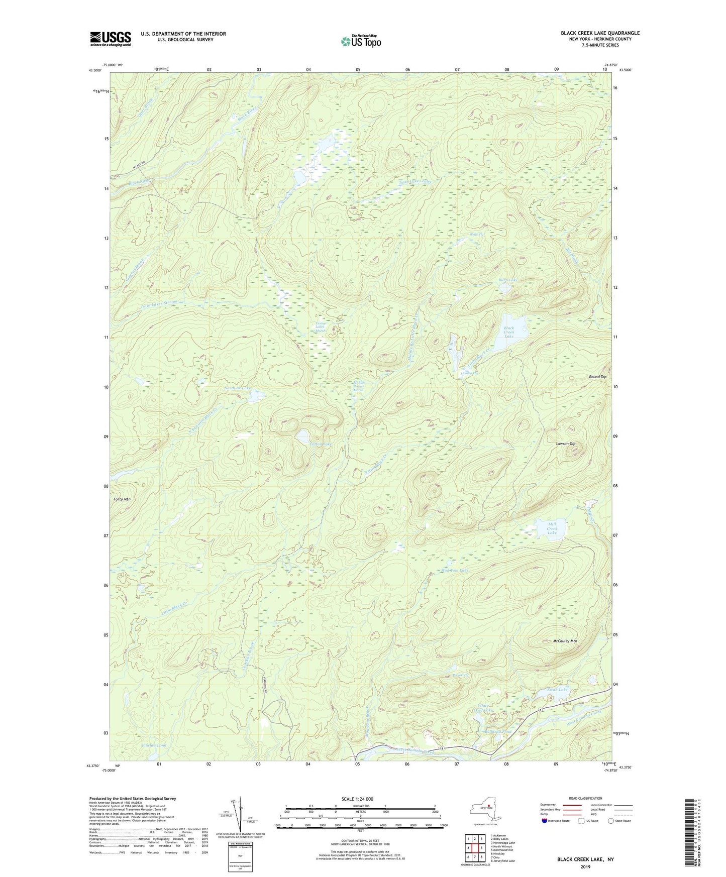 Black Creek Lake New York US Topo Map Image