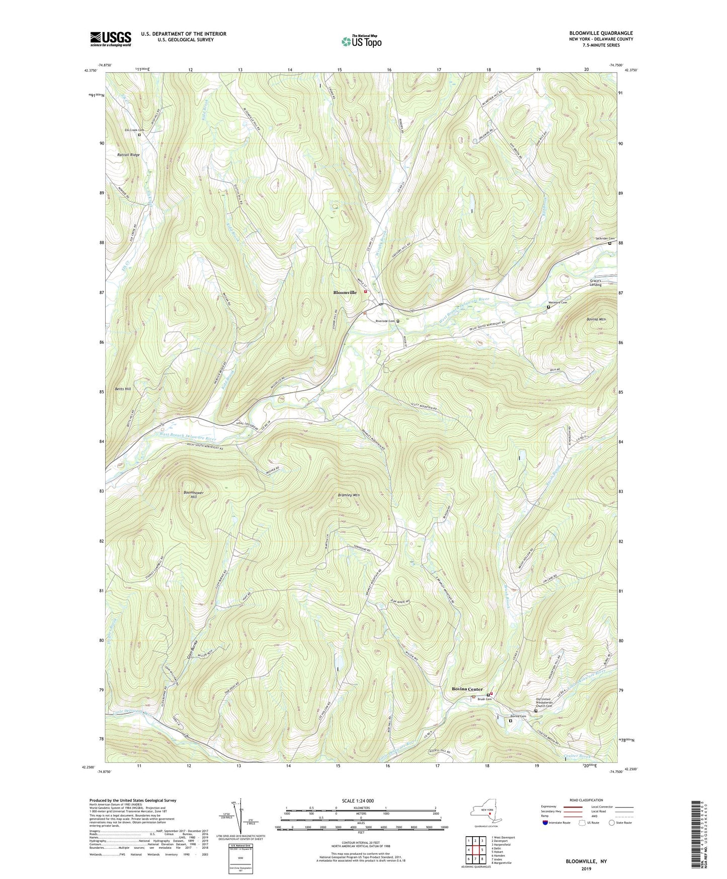 Bloomville New York US Topo Map Image