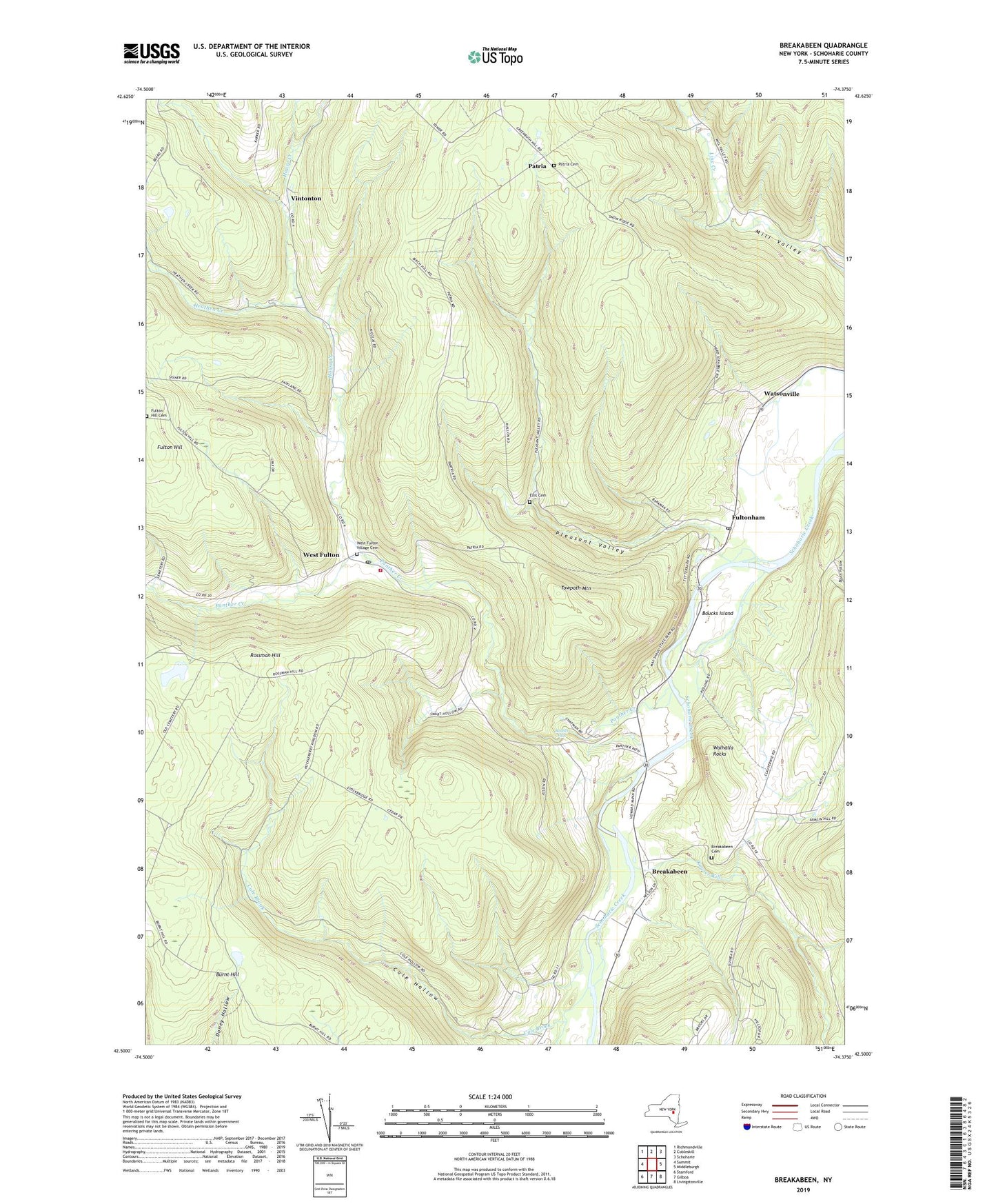 Breakabeen New York US Topo Map Image