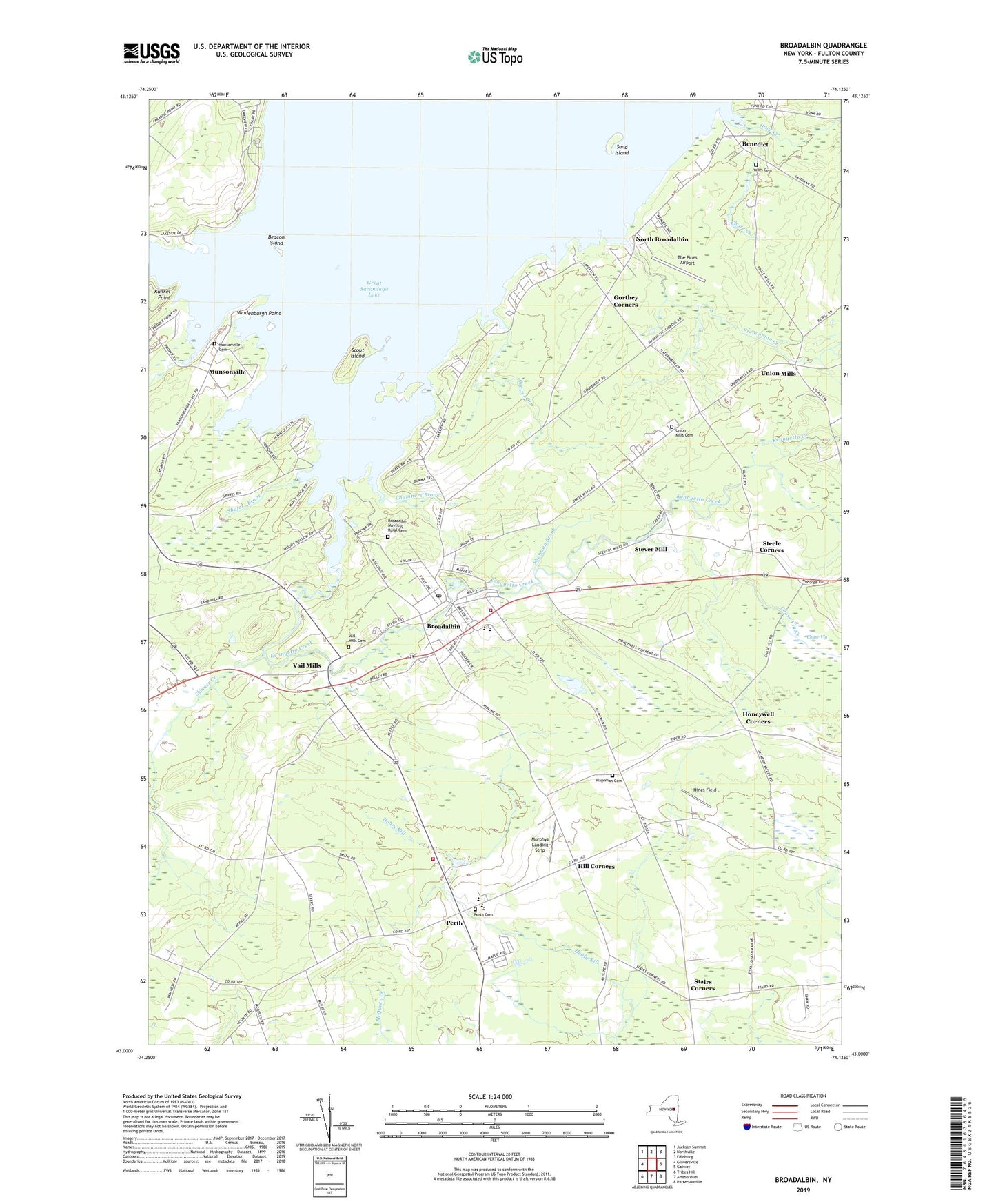 Broadalbin New York US Topo Map Image