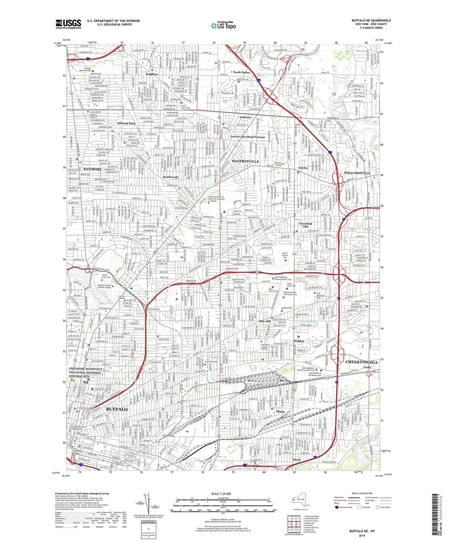 Buffalo NE New York US Topo Map Image