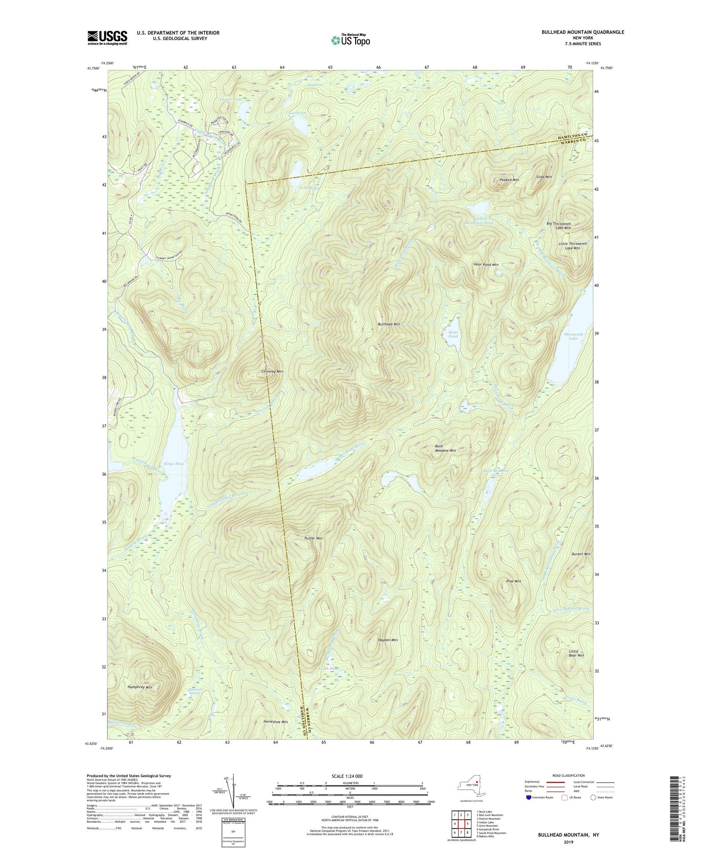 Bullhead Mountain New York US Topo Map Image