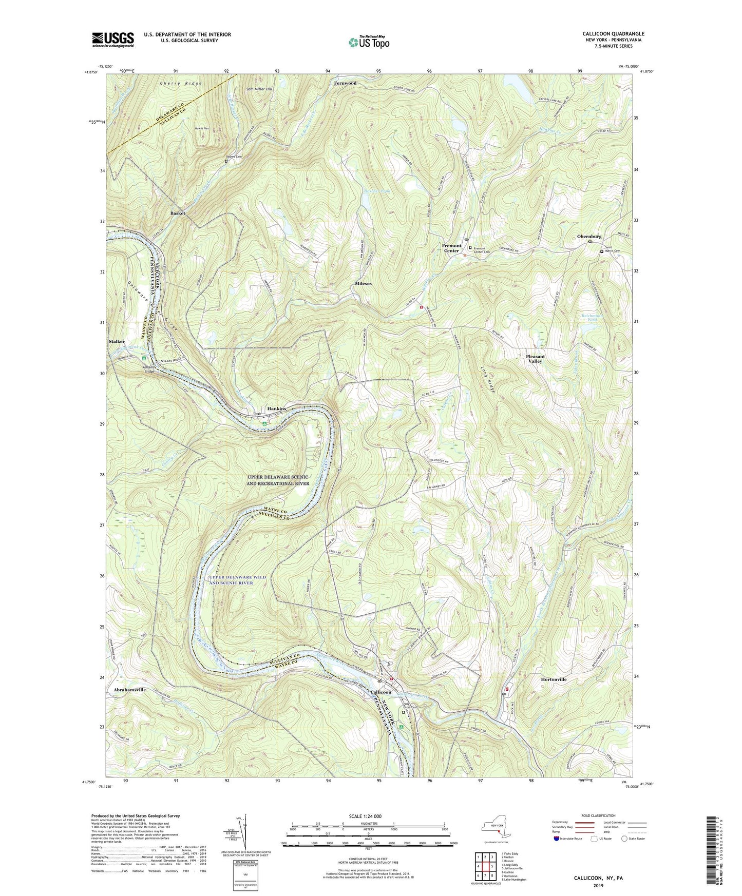 Callicoon New York US Topo Map Image