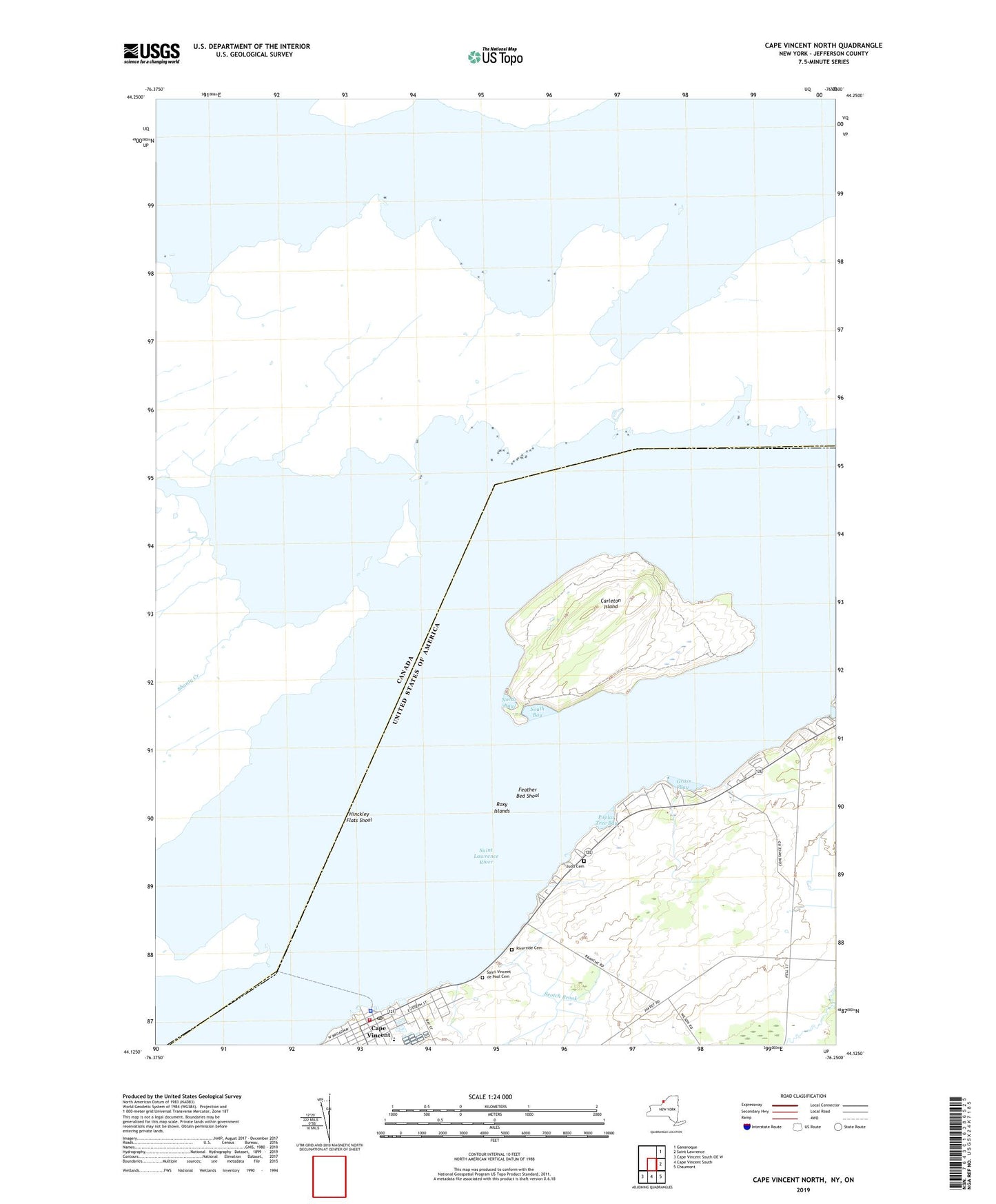 Cape Vincent North New York US Topo Map Image