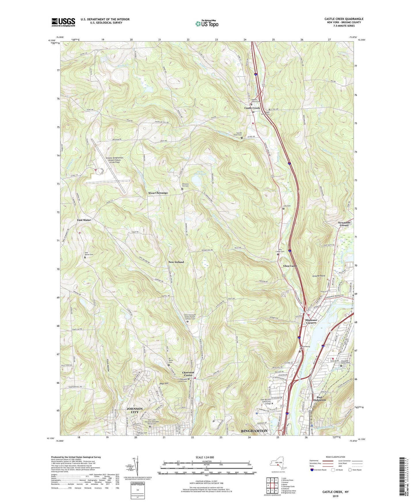 Castle Creek New York US Topo Map Image