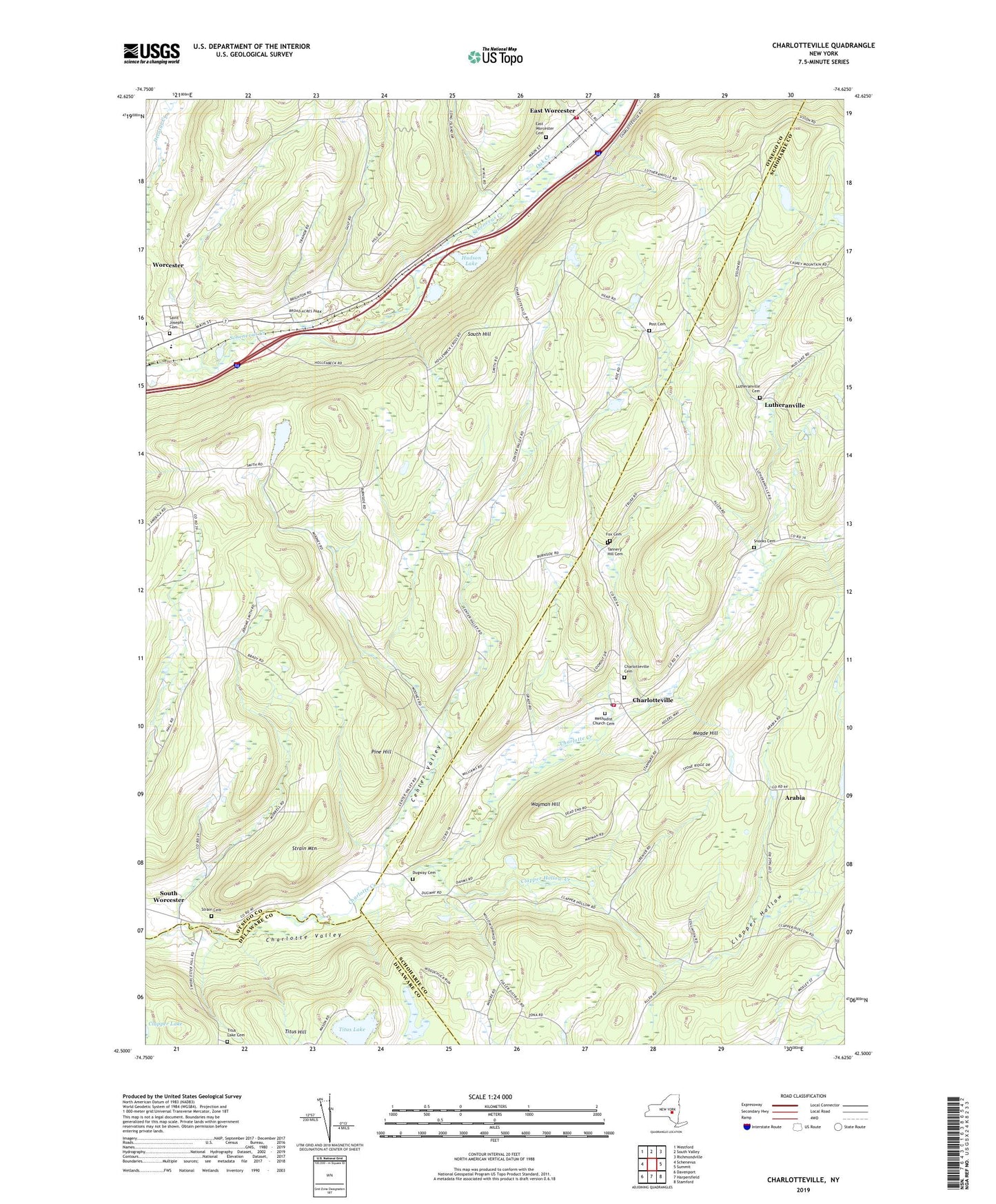 Charlotteville New York US Topo Map Image