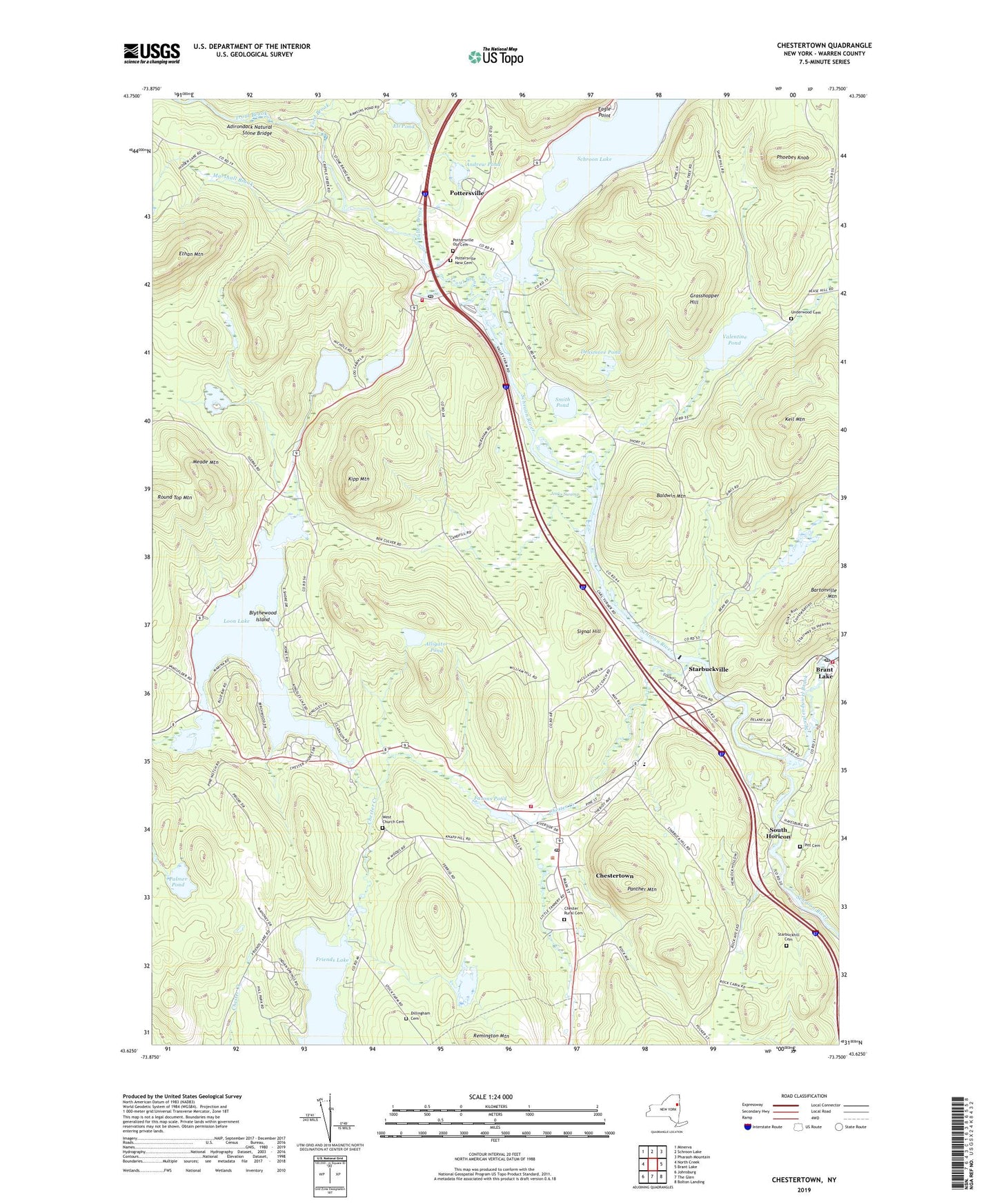 Chestertown New York US Topo Map Image