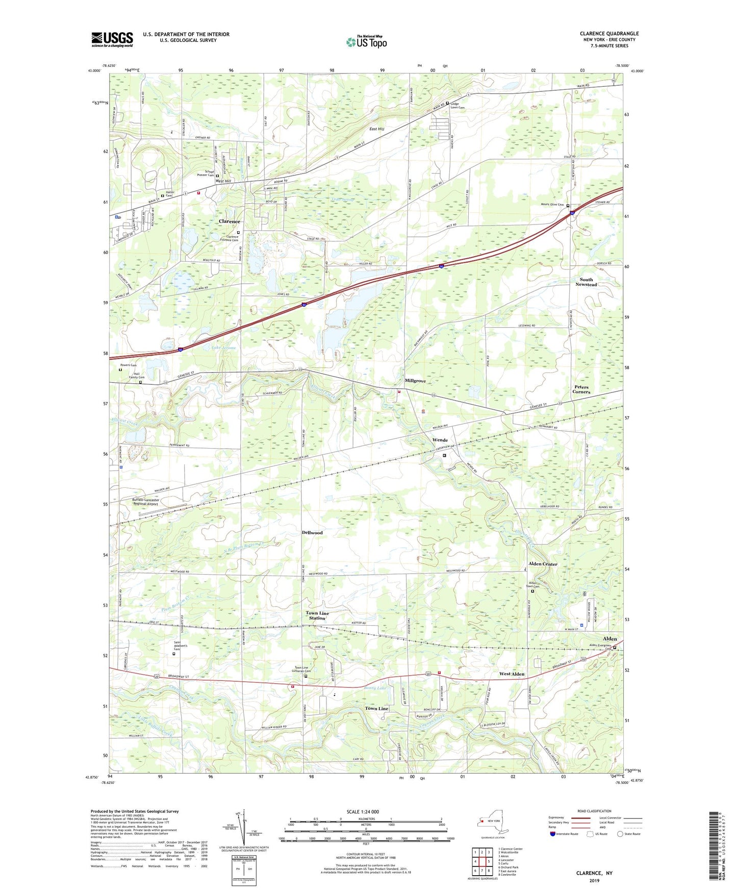 Clarence New York US Topo Map Image