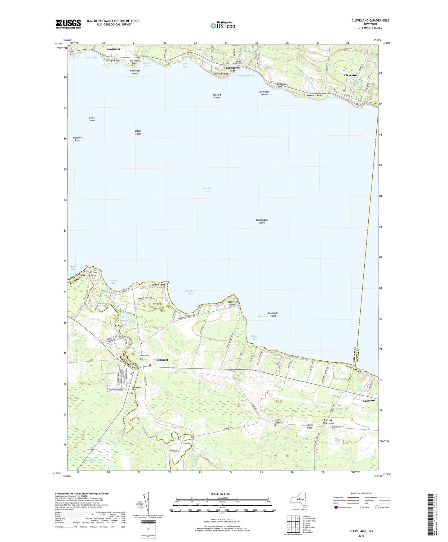 Cleveland New York US Topo Map Image