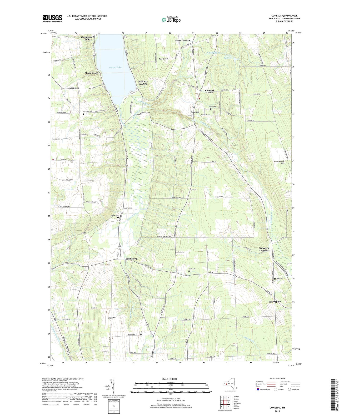 Conesus New York US Topo Map Image
