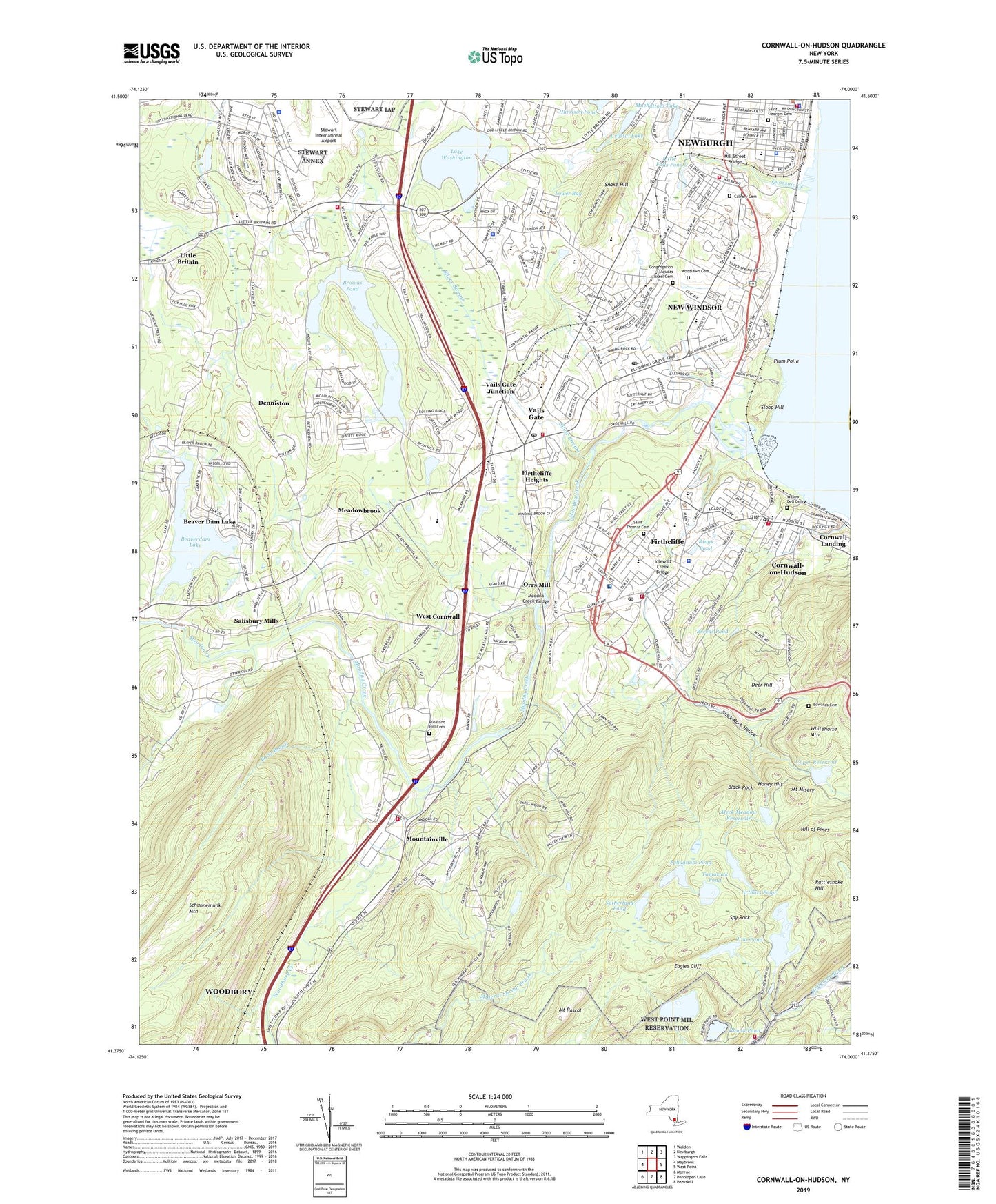 Cornwall-on-Hudson New York US Topo Map Image