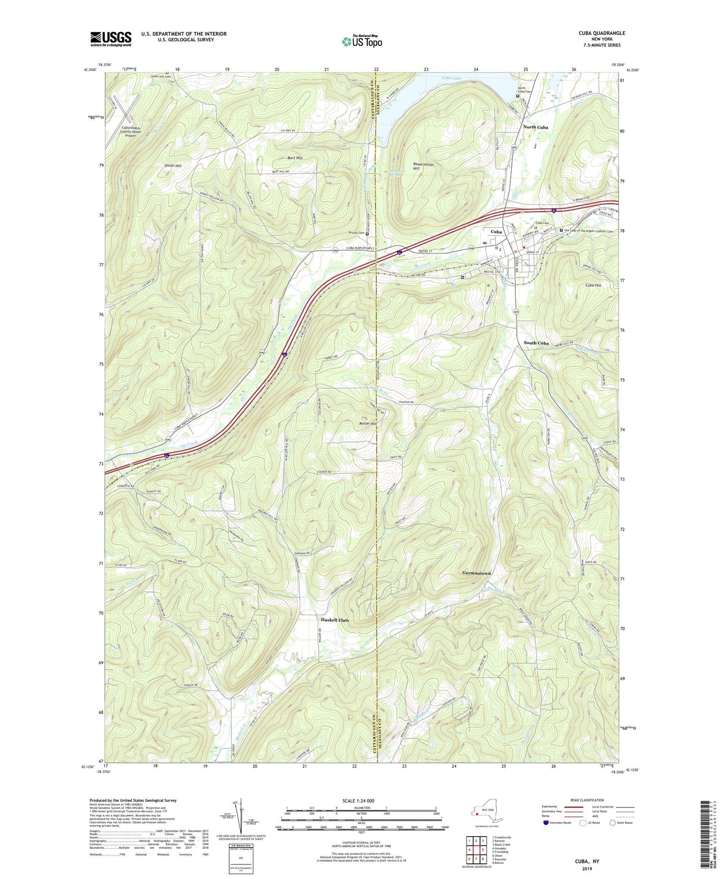 Cuba New York US Topo Map Image