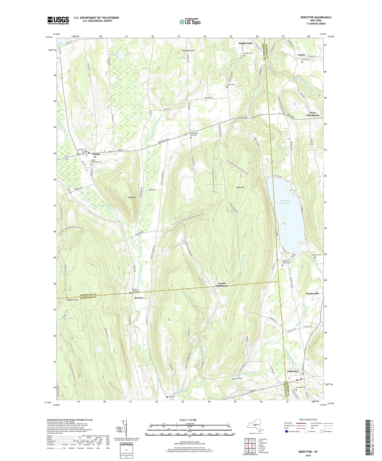 DeRuyter New York US Topo Map Image