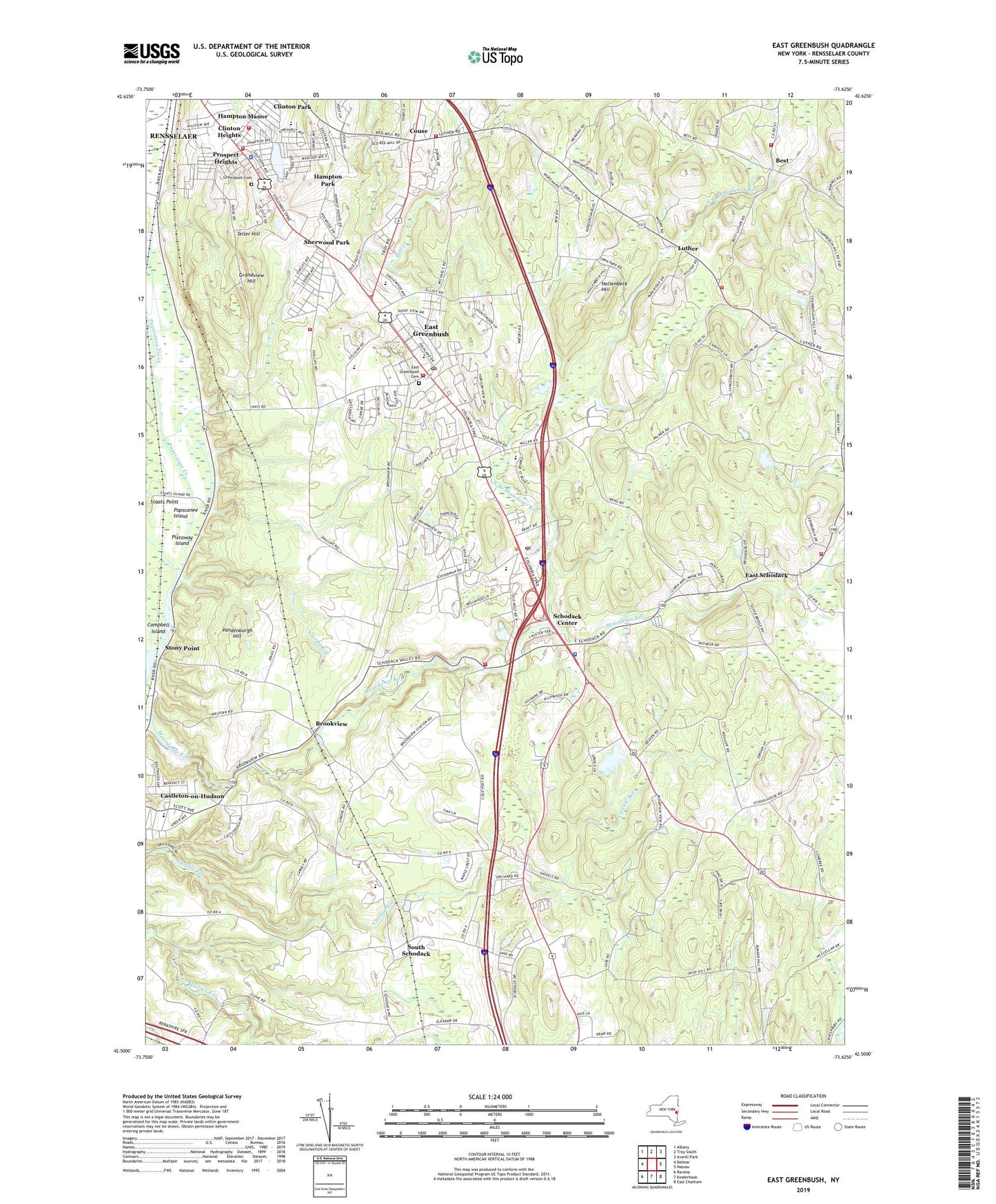 East Greenbush New York US Topo Map Image