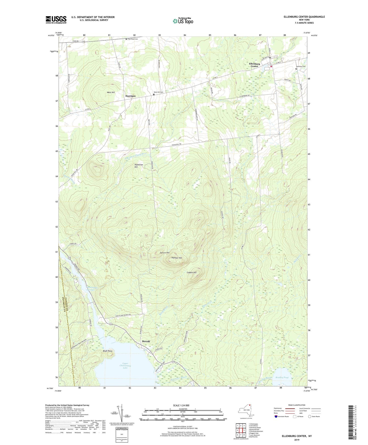 Ellenburg Center New York US Topo Map Image