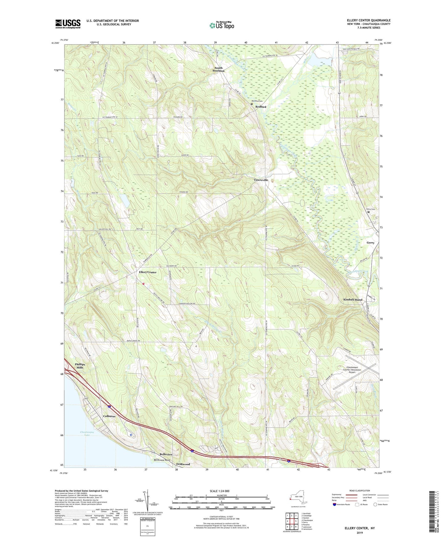 Ellery Center New York US Topo Map Image