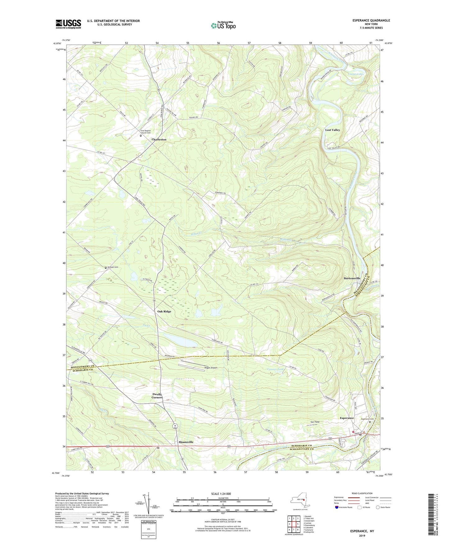 Esperance New York US Topo Map Image