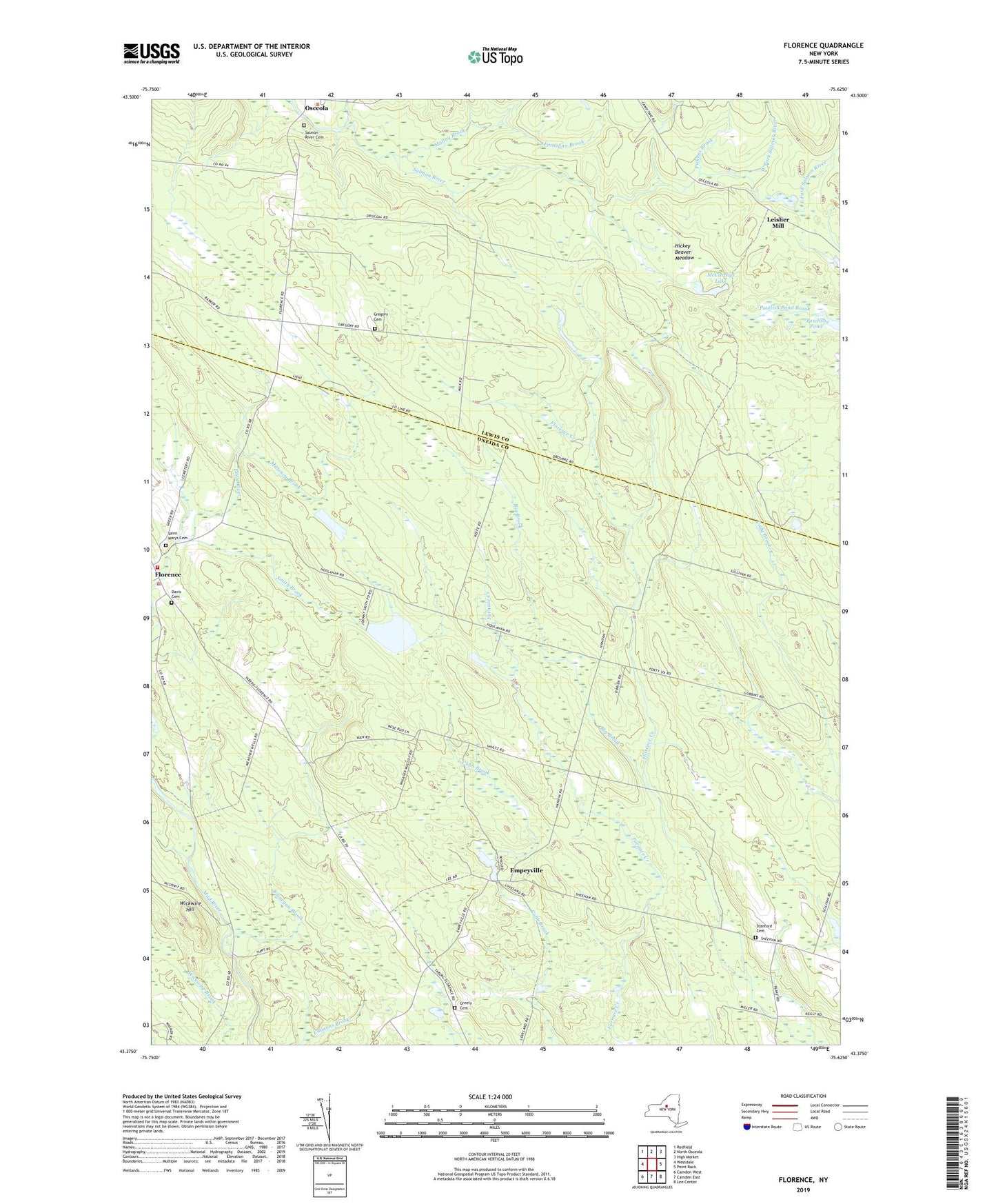 Florence New York US Topo Map Image