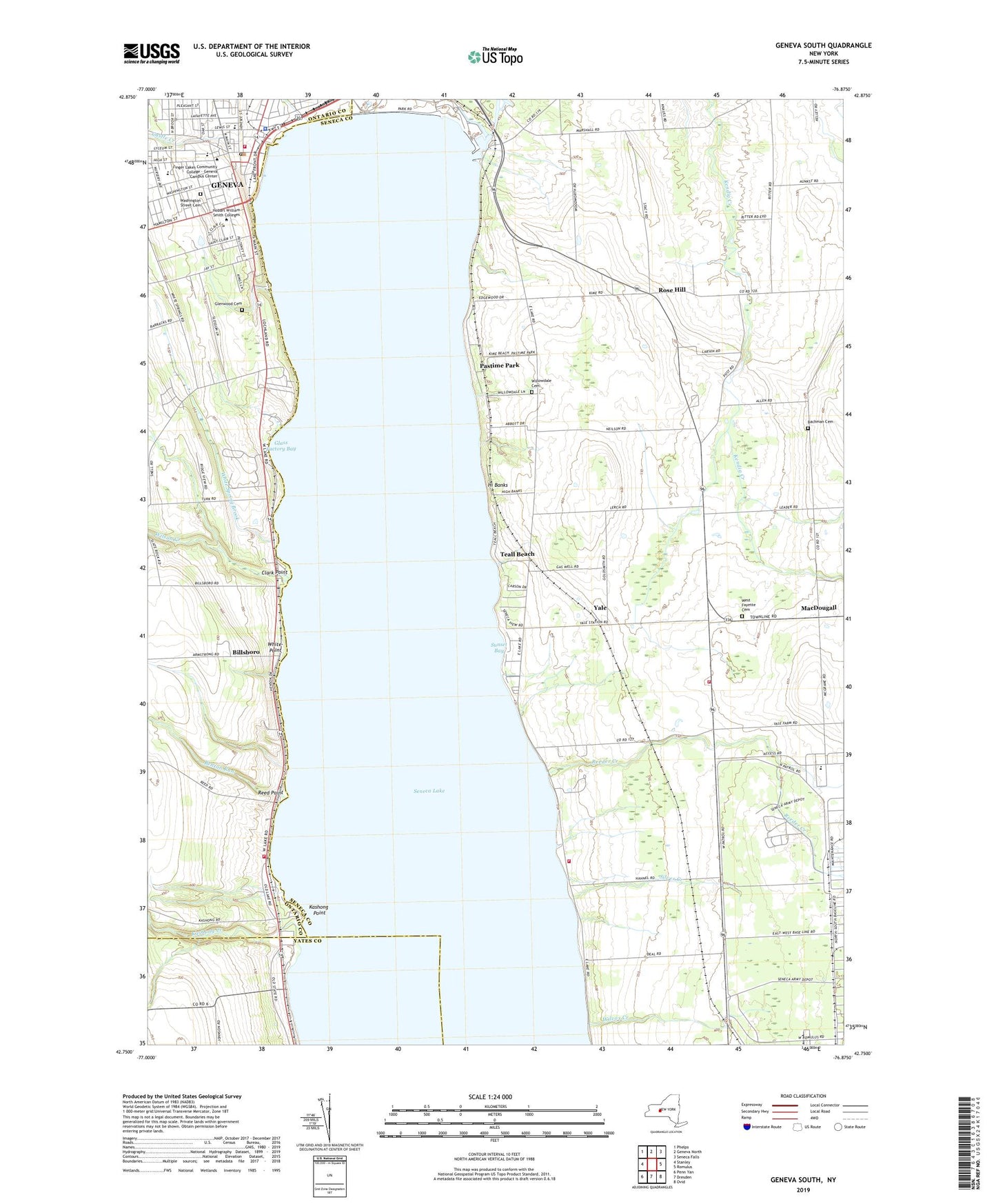 Geneva South New York US Topo Map Image