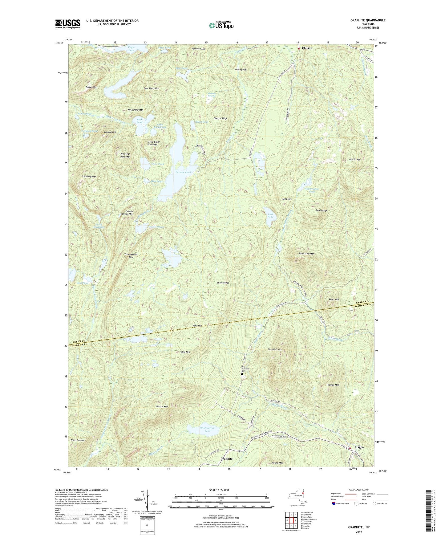 Graphite New York US Topo Map Image