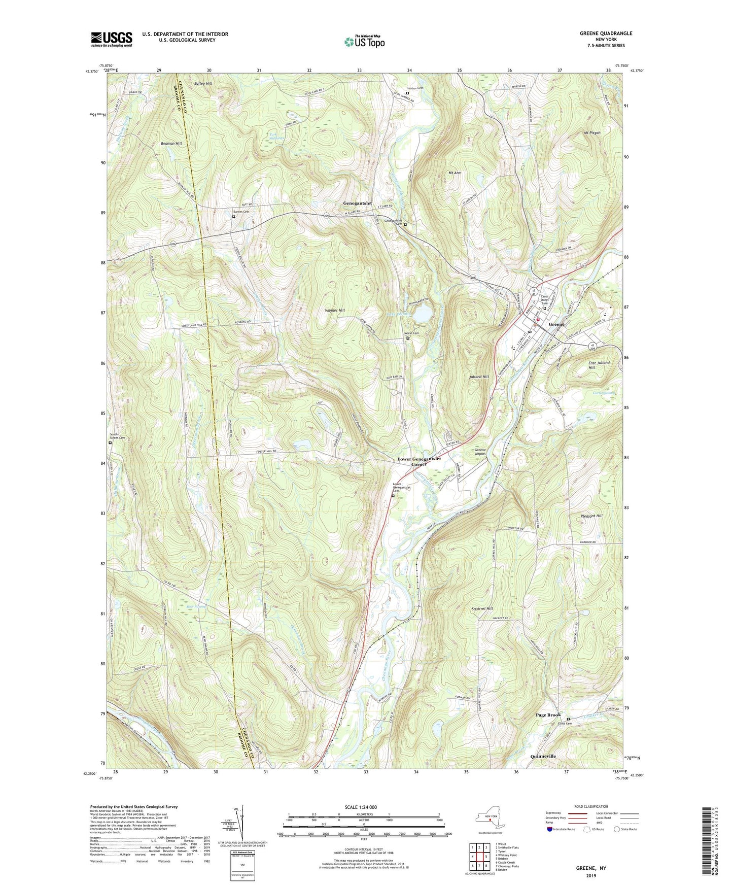 Greene New York US Topo Map Image