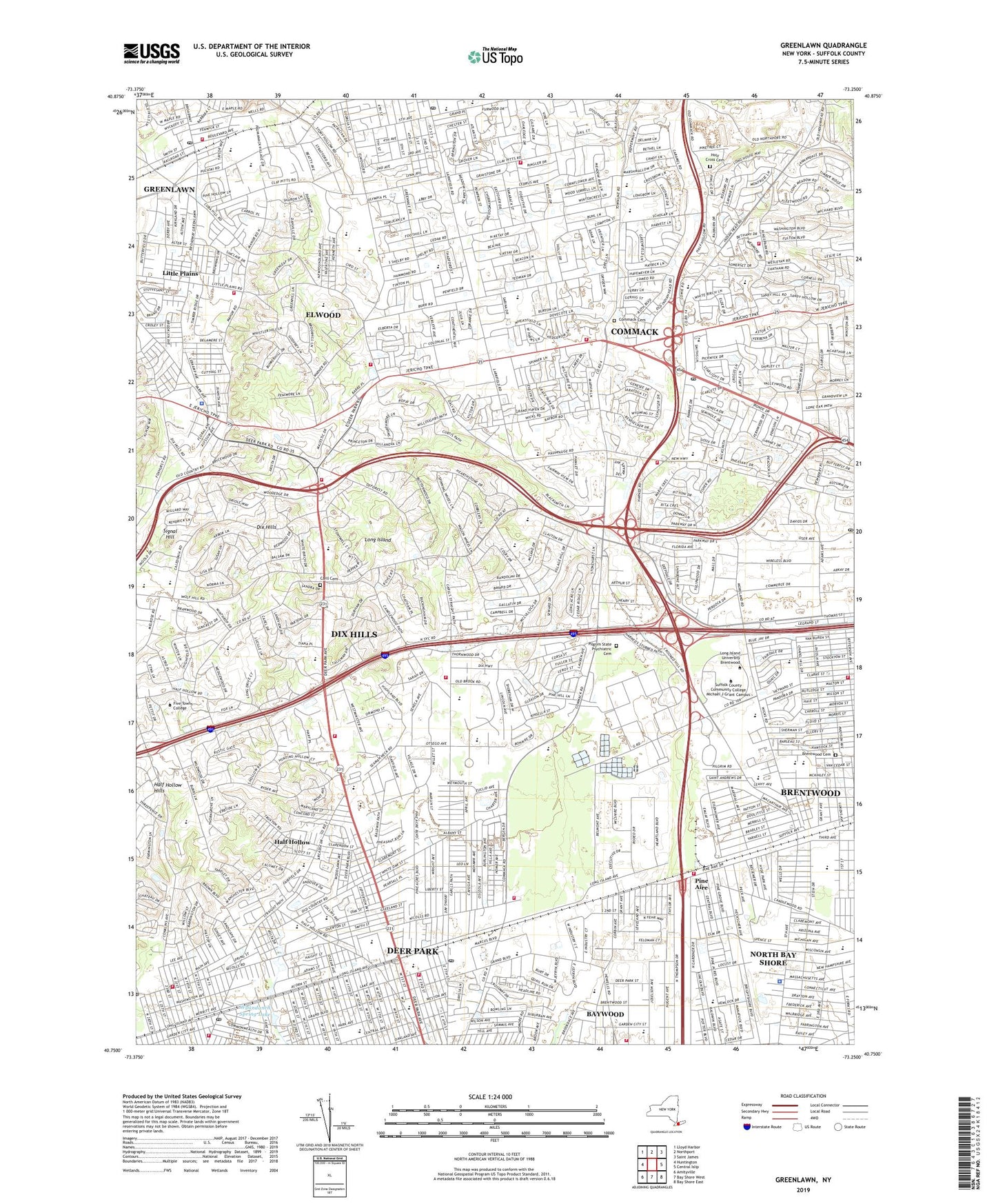 Greenlawn New York US Topo Map Image