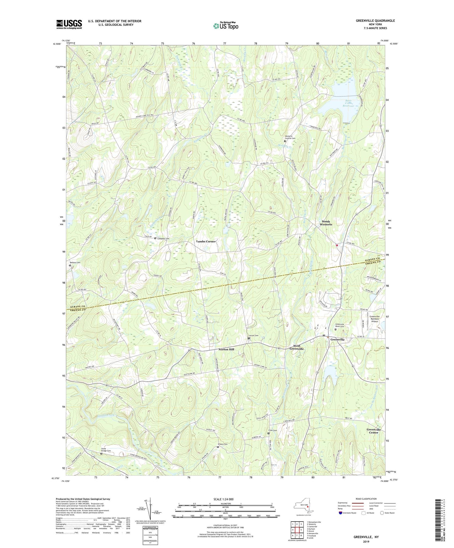 Greenville New York US Topo Map Image