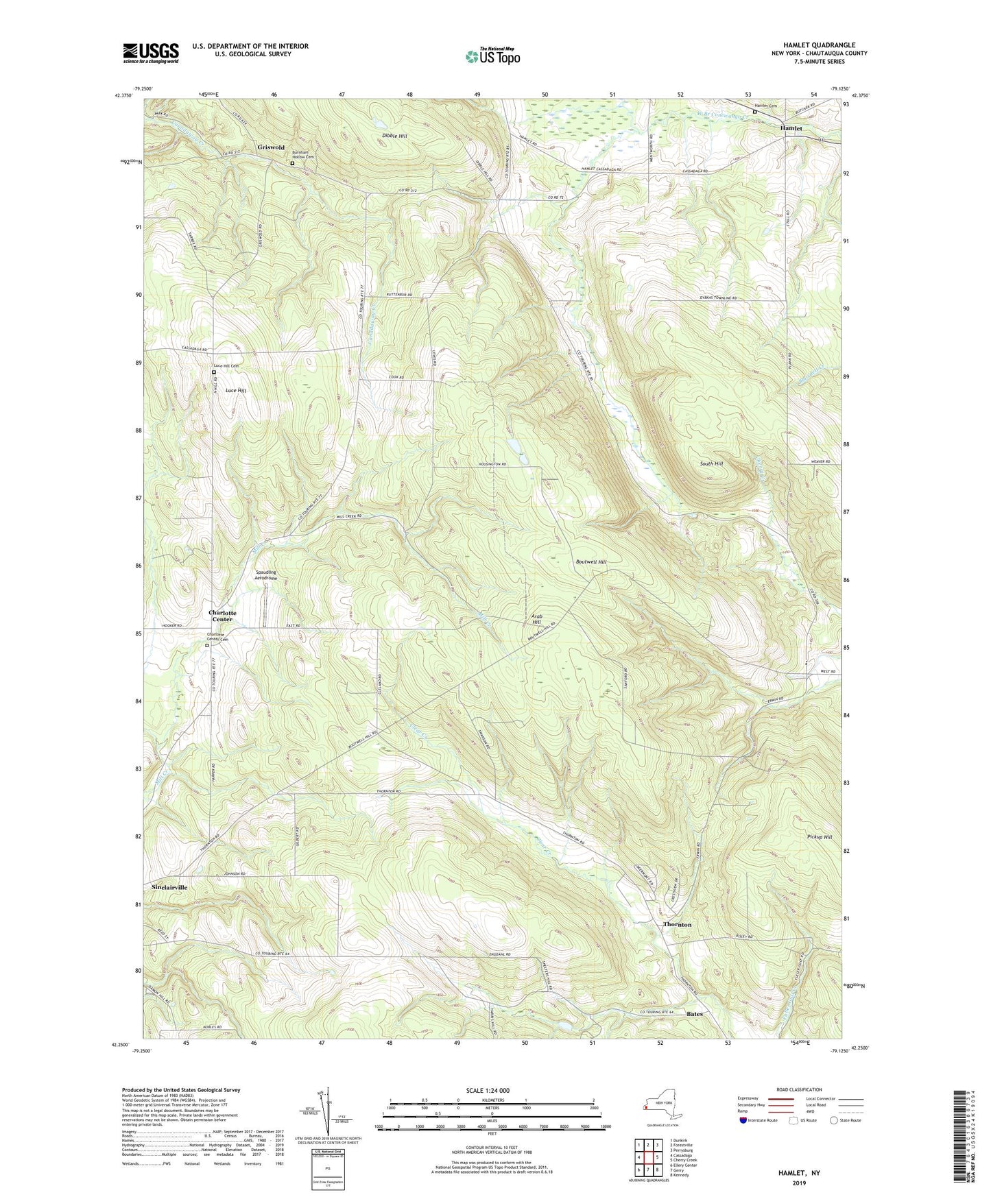 Hamlet New York US Topo Map Image