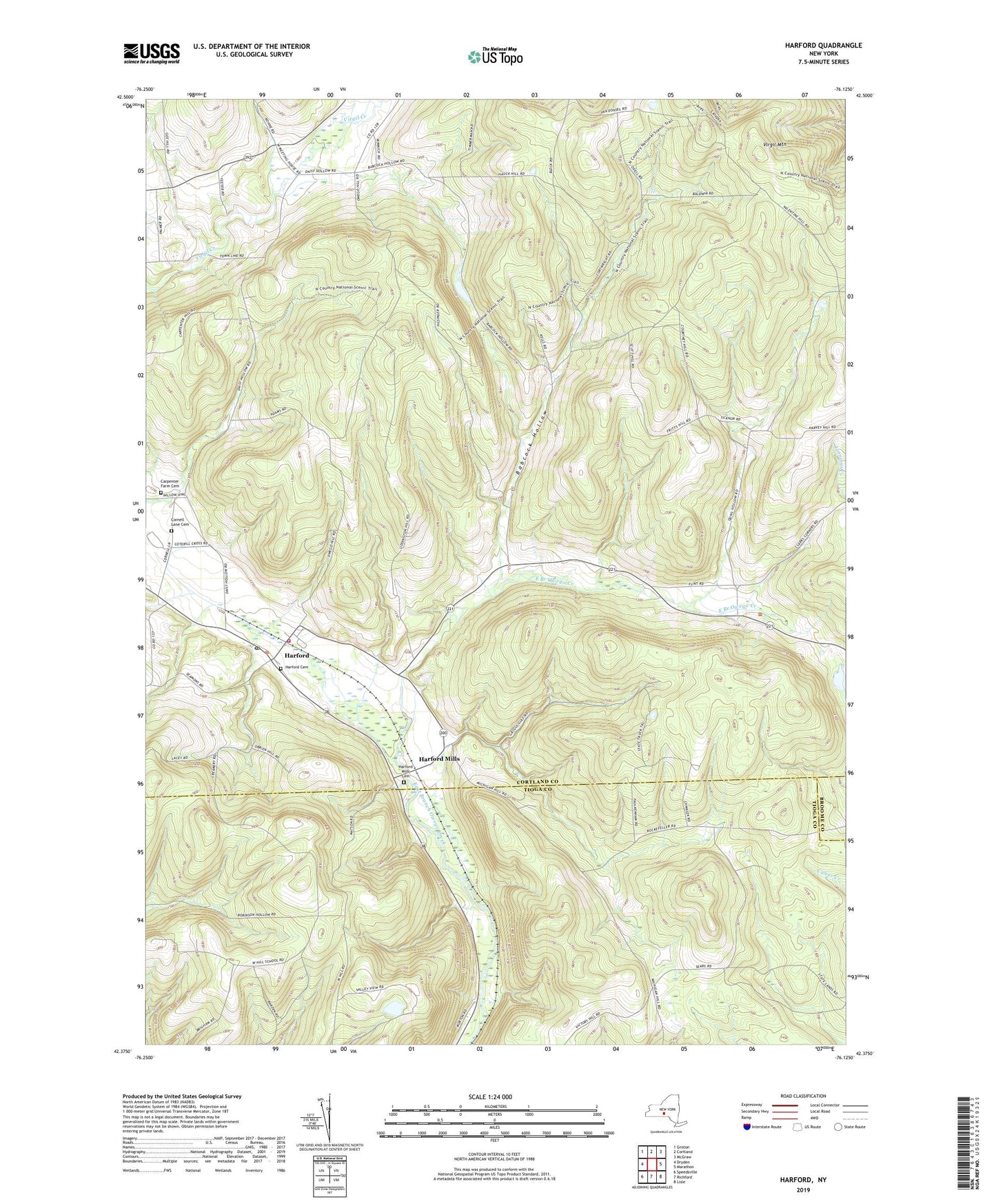 Harford New York US Topo Map Image