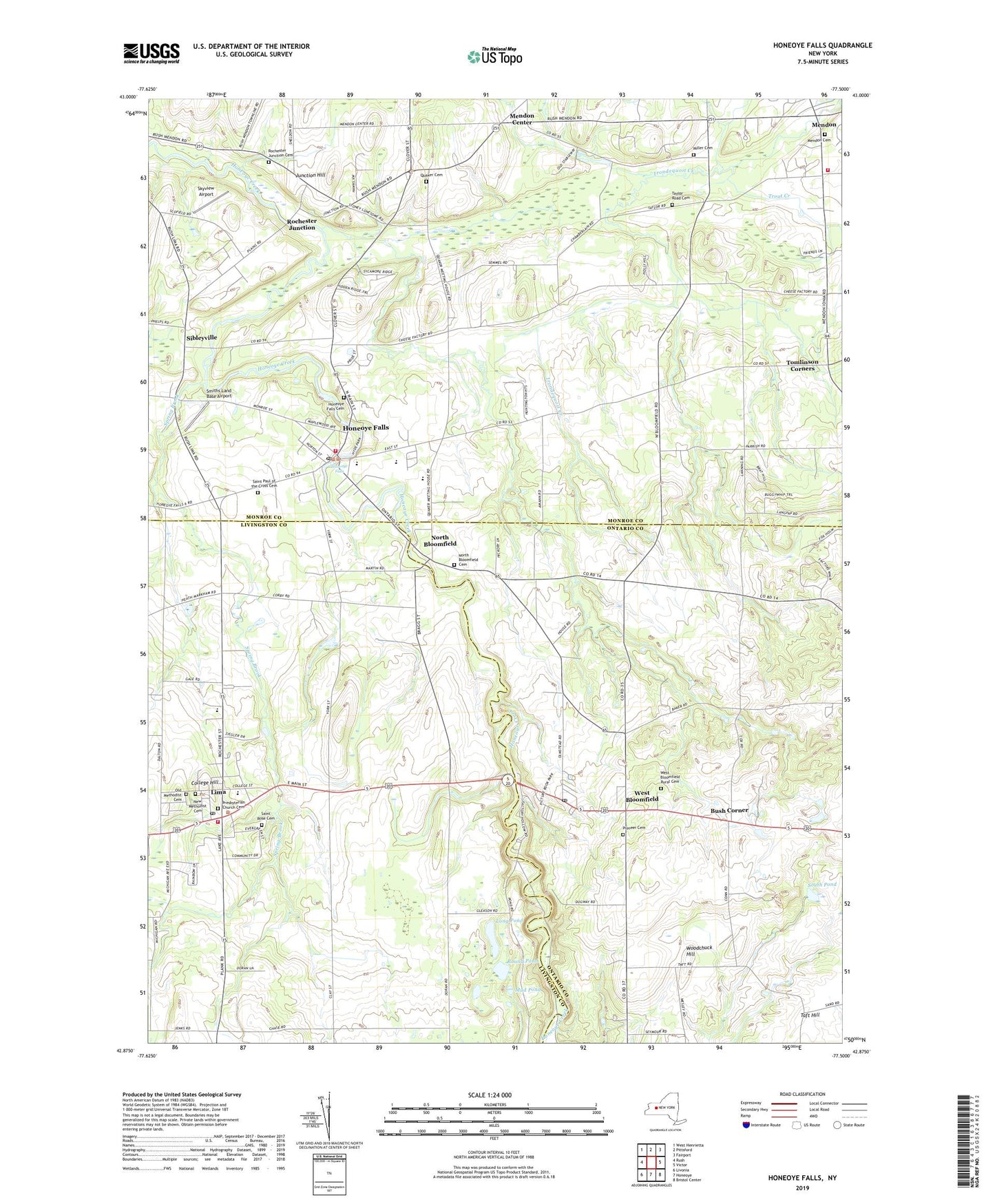 Honeoye Falls New York US Topo Map Image