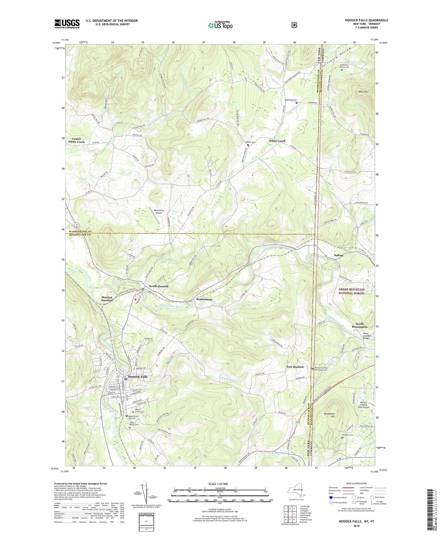 Hoosick Falls New York US Topo Map Image