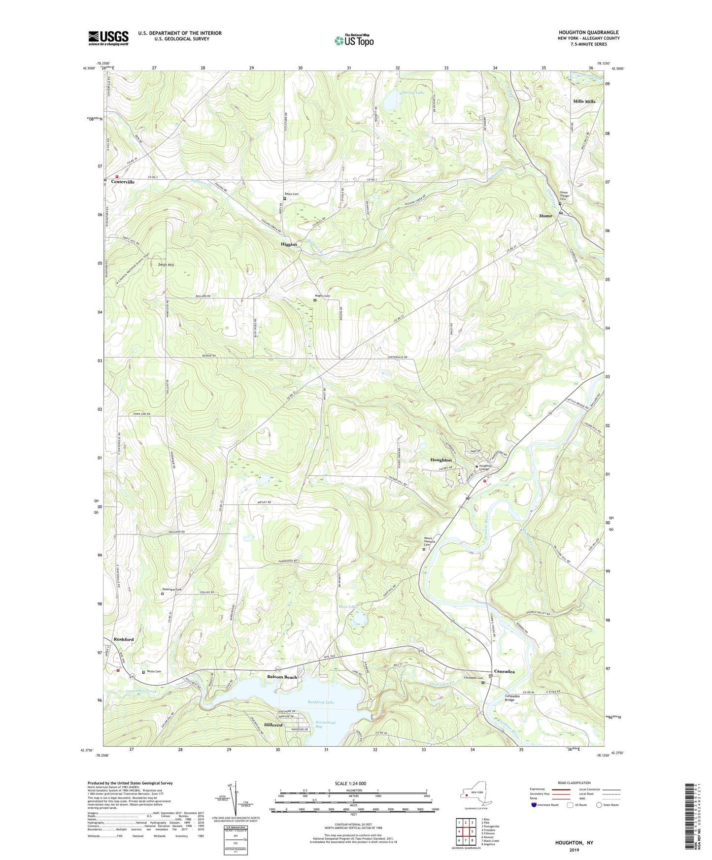 Houghton New York US Topo Map Image