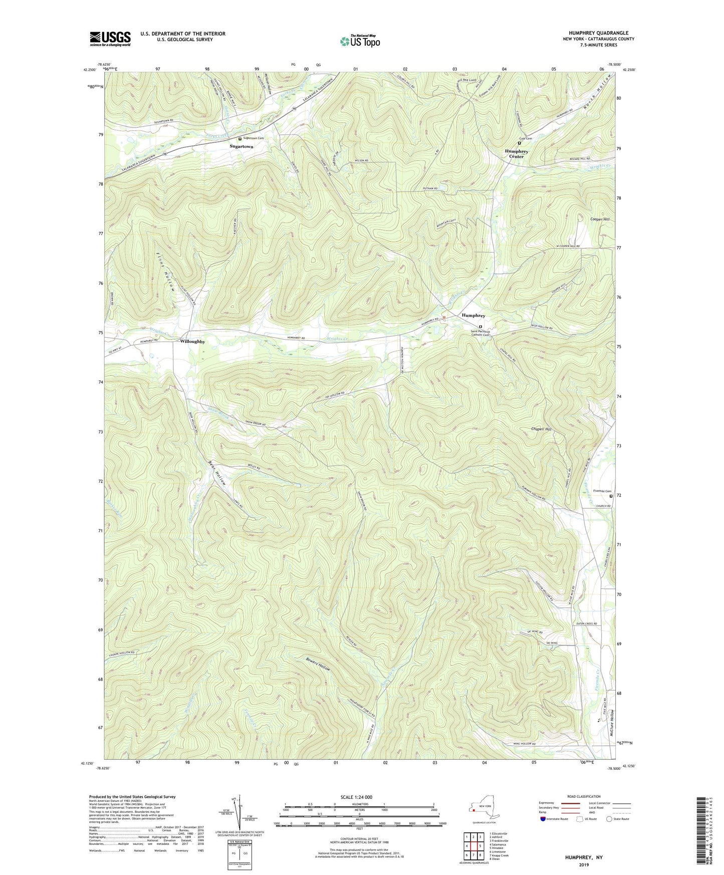 Humphrey New York US Topo Map Image