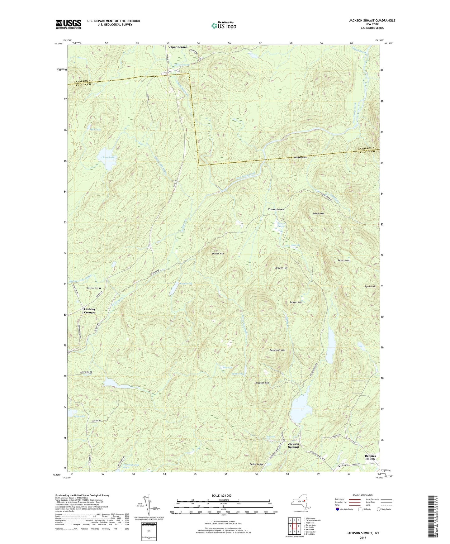 Jackson Summit New York US Topo Map Image